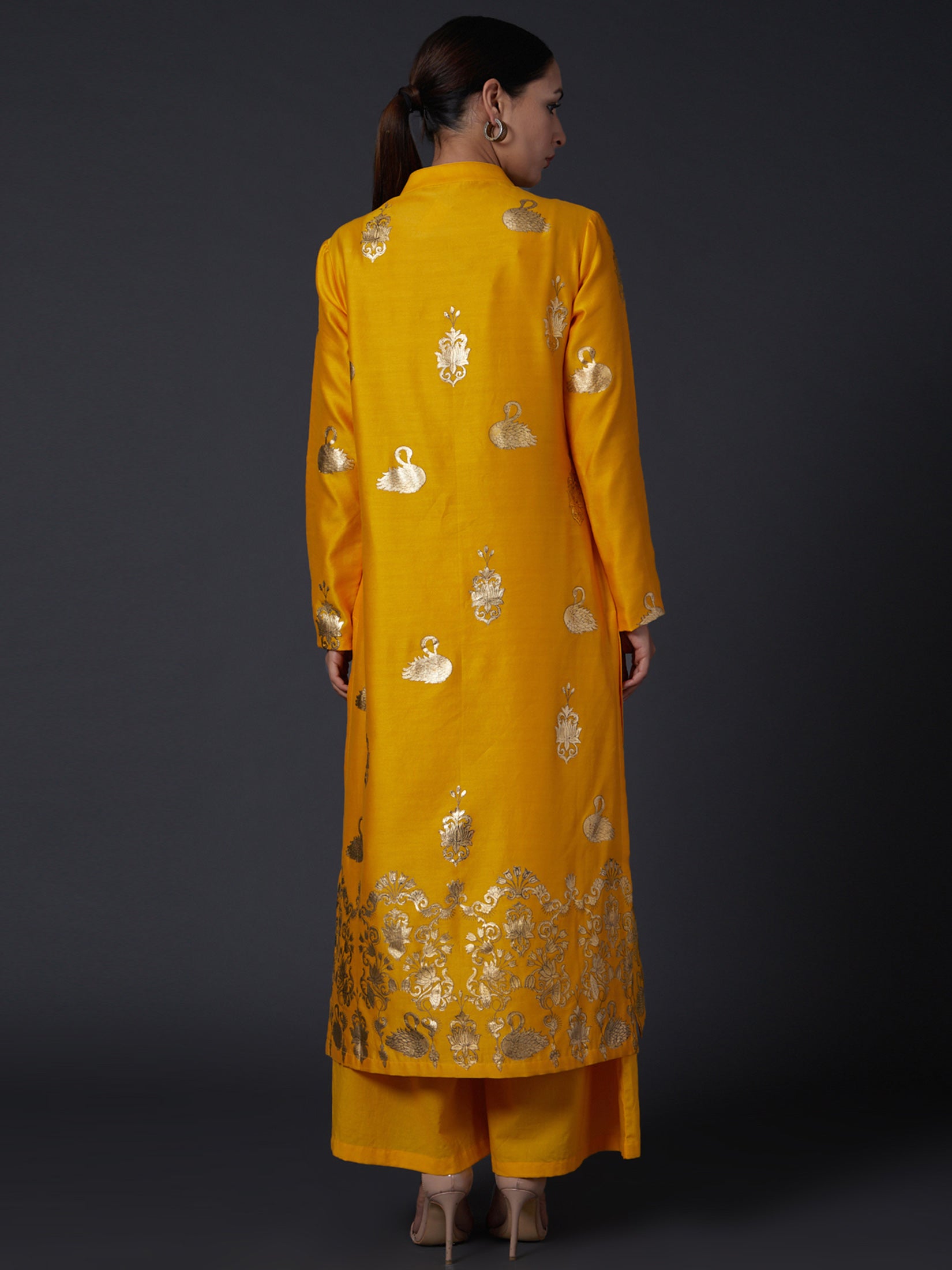 Yellow Printed Kurta With Pants