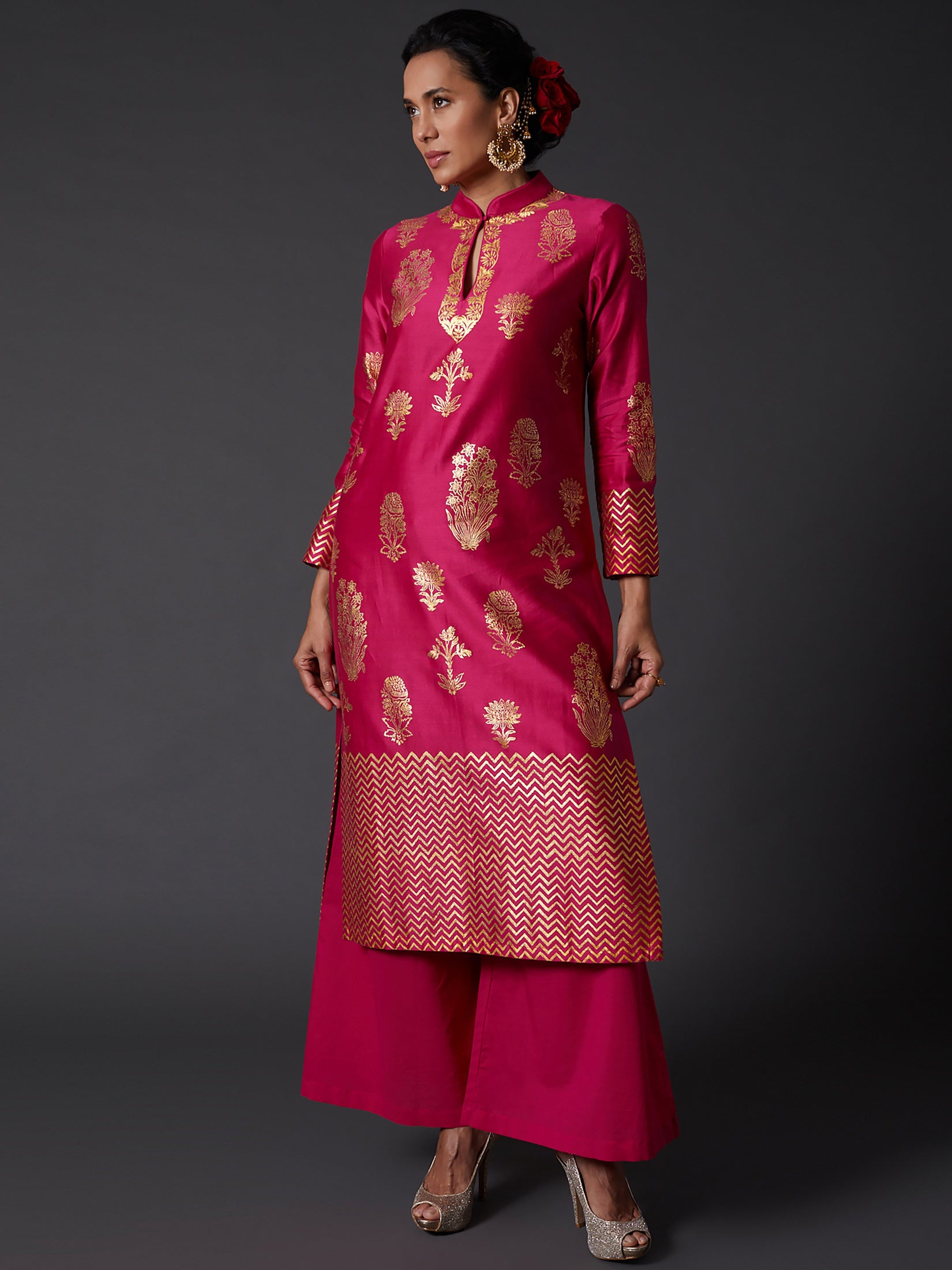 Fuchisa Block Printed Kurta Set