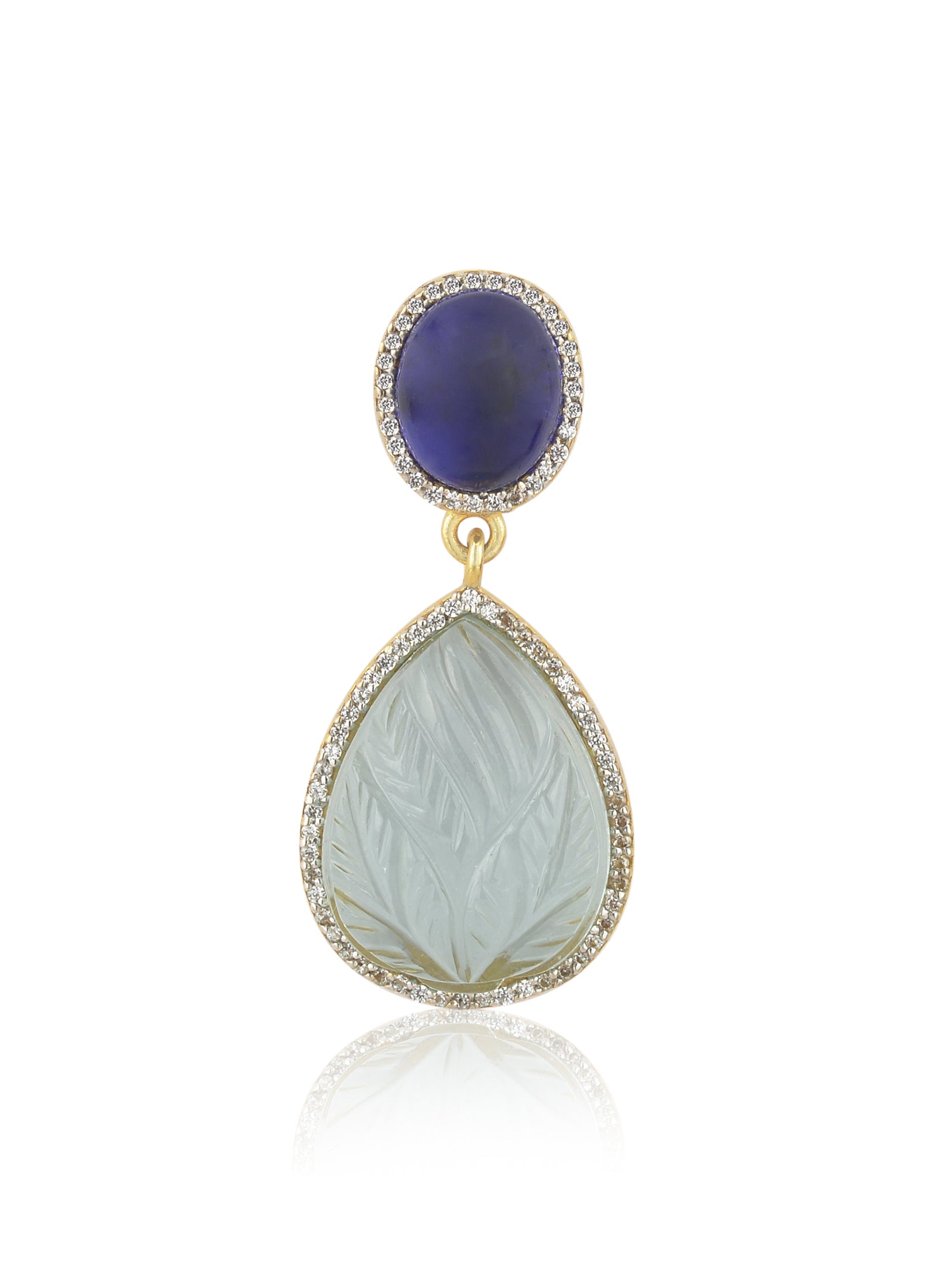 Blue Carved Drop Earrings
