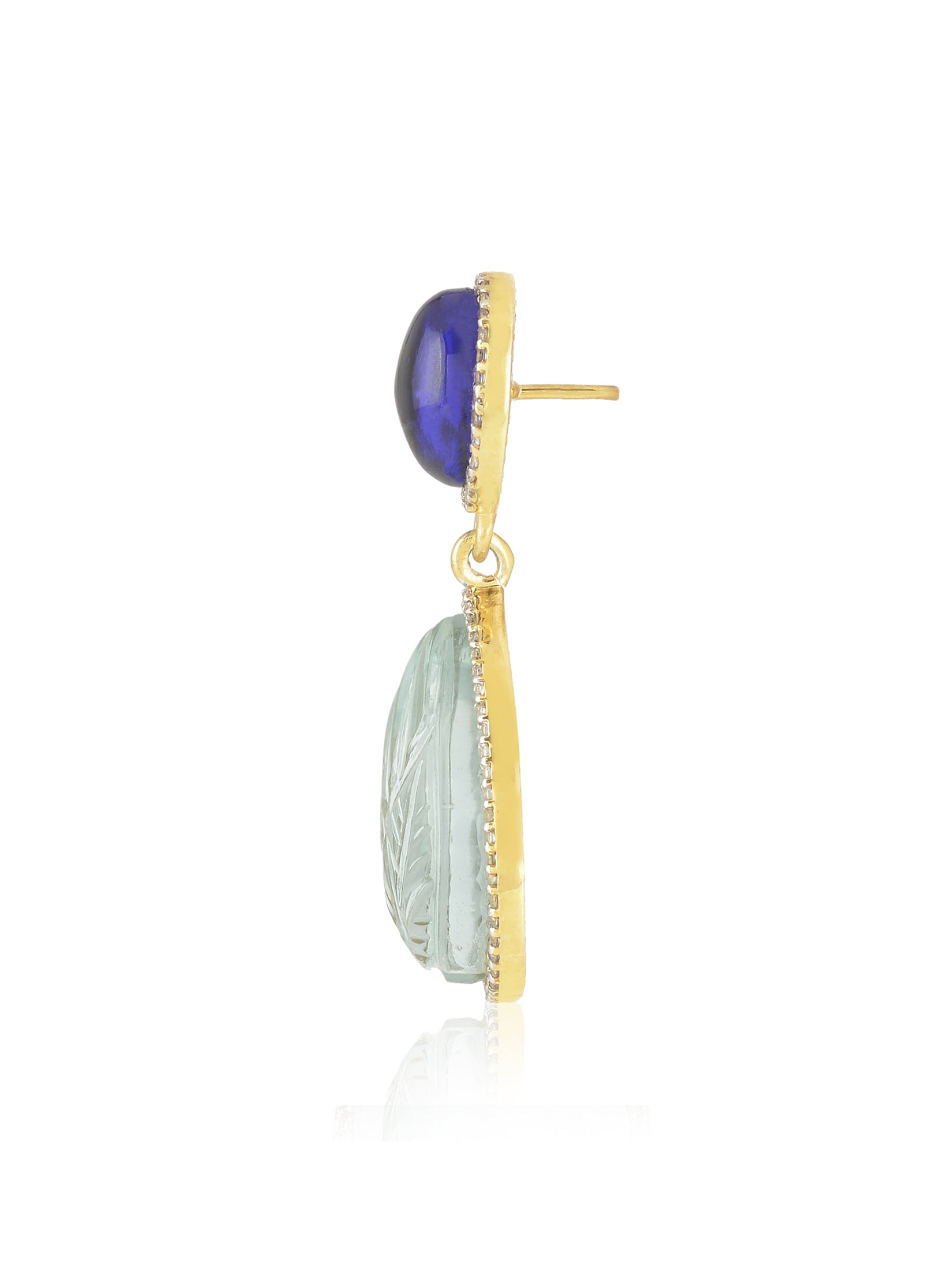 Blue Carved Drop Earrings