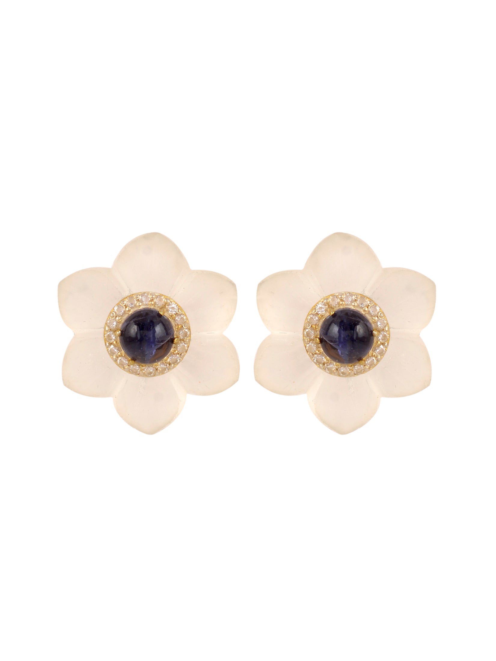 Crystal And Iolite Mini Starflower Earrings