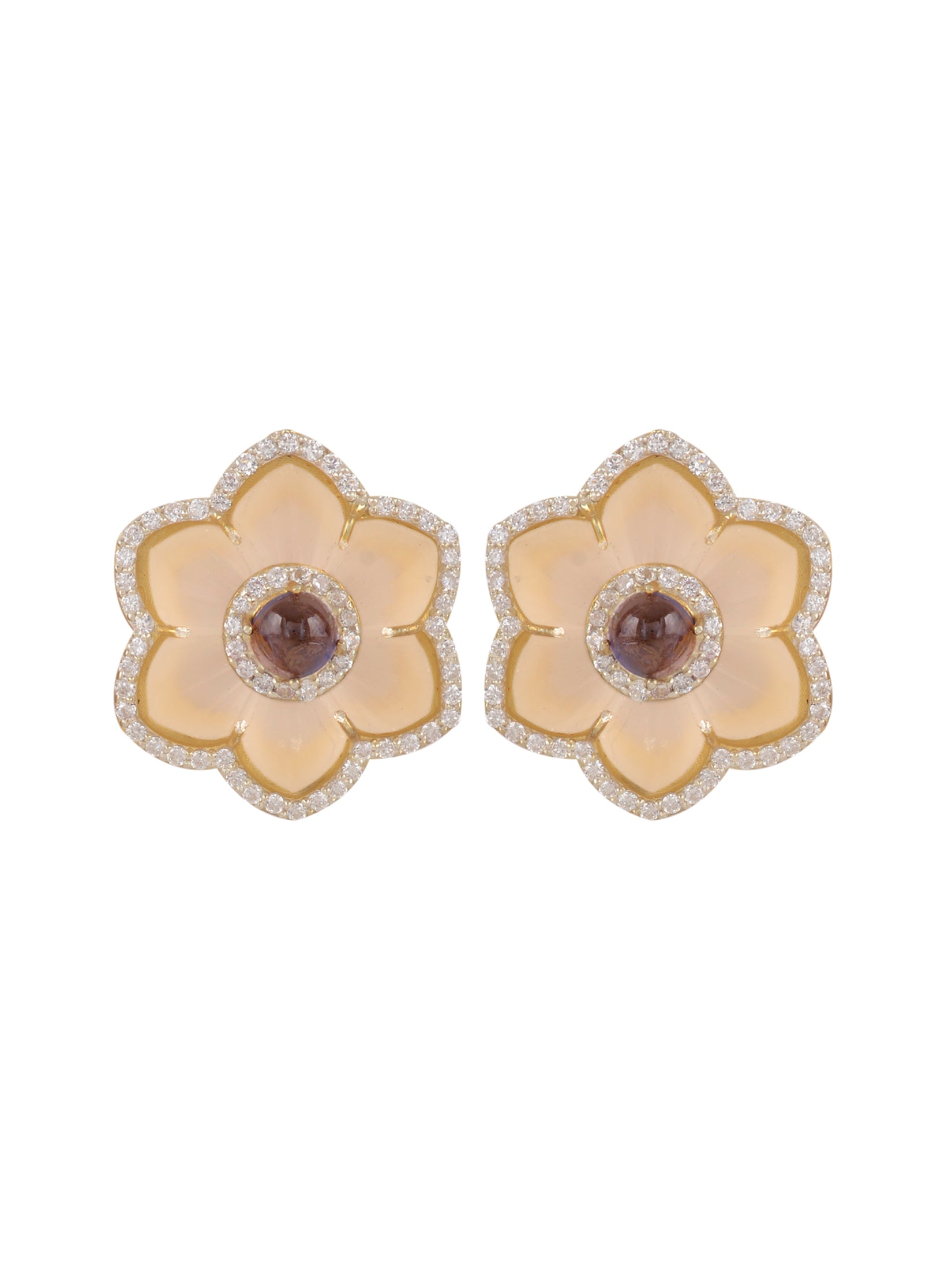 Crystal And Iolite Starflower Earrings