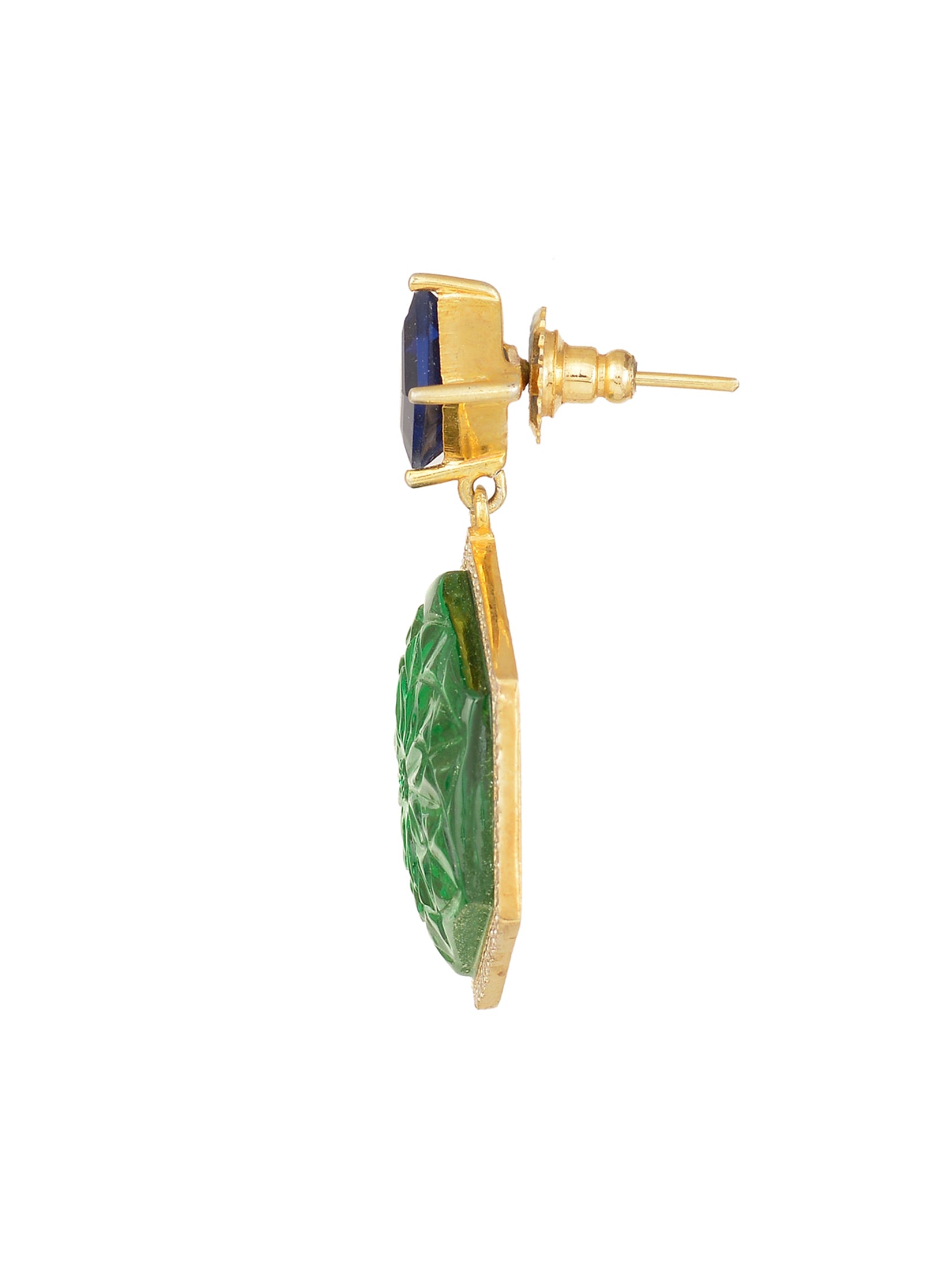 Green And Blue Incise Earrings