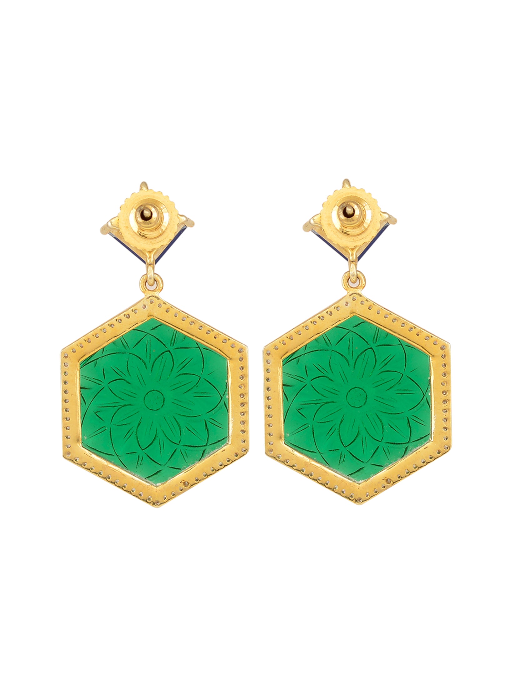 Green And Blue Incise Earrings