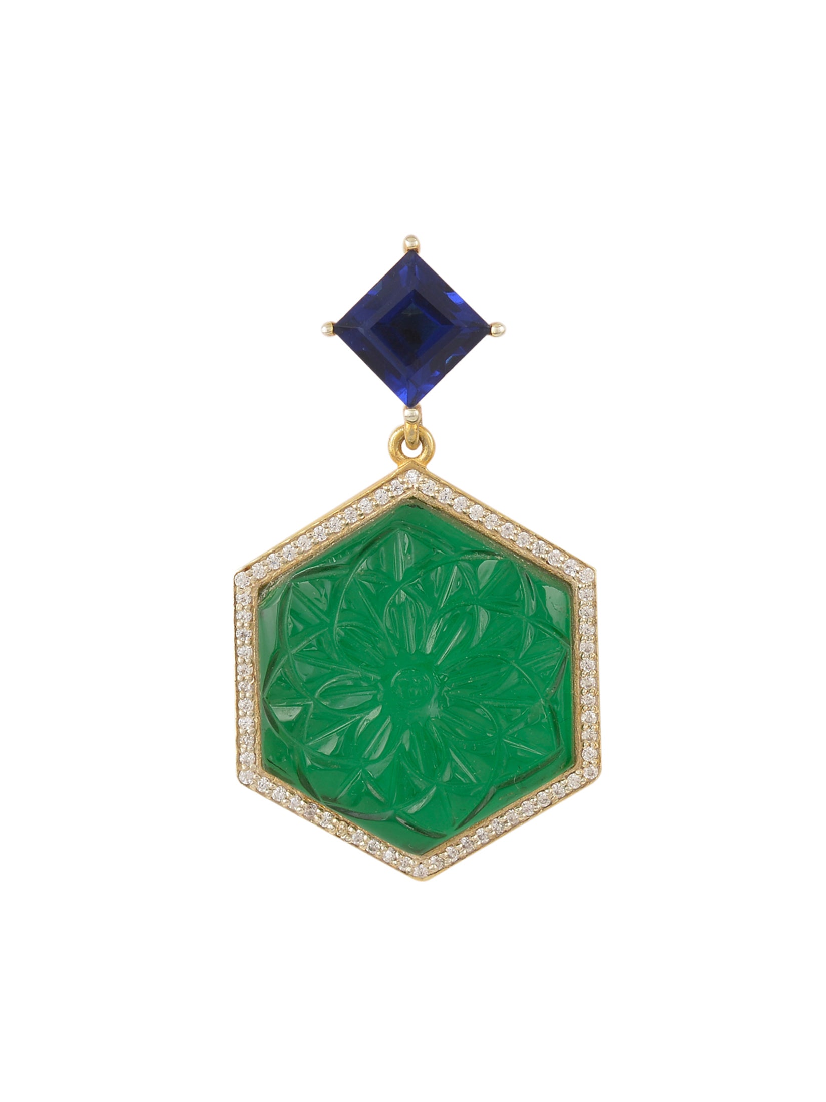 Green And Blue Incise Earrings
