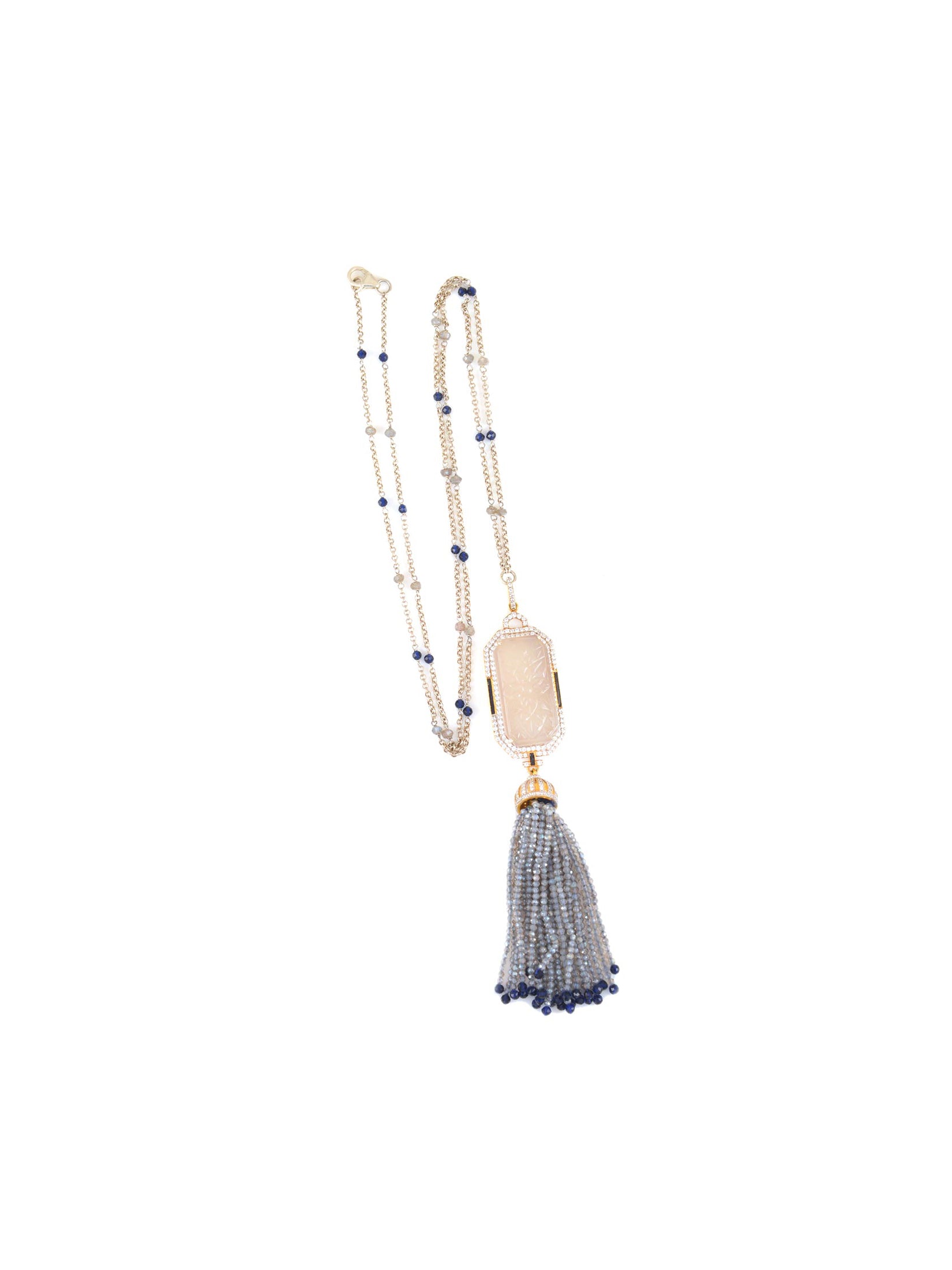 Agate & Labrodite Tassel Necklace