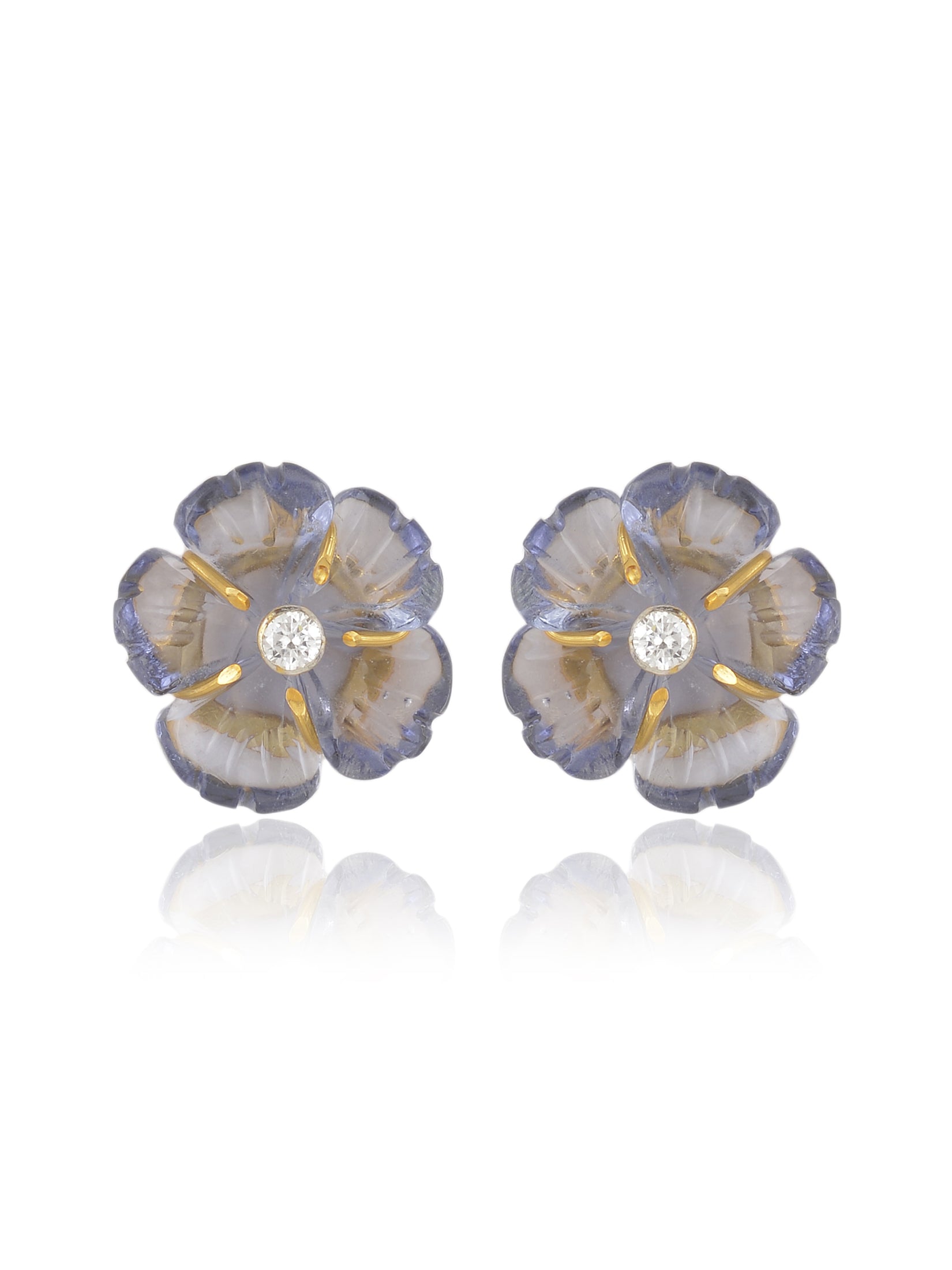 Mini Grey Floral Studs