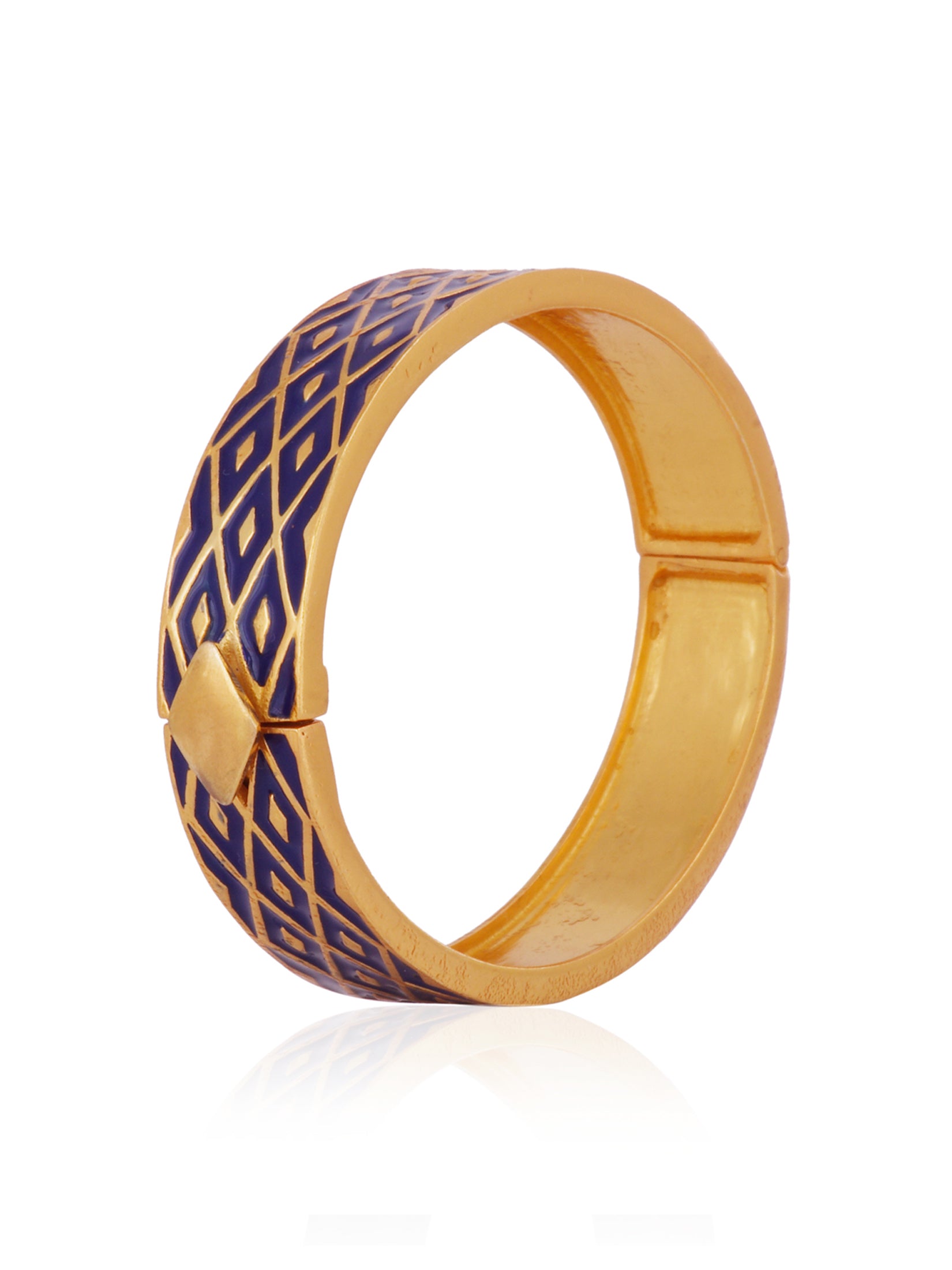 Lattice Blue Enamel Bangle