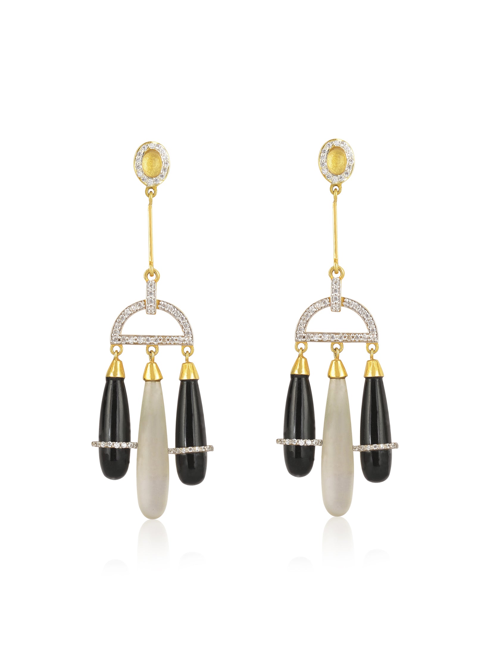 Long Black Bud Earrings