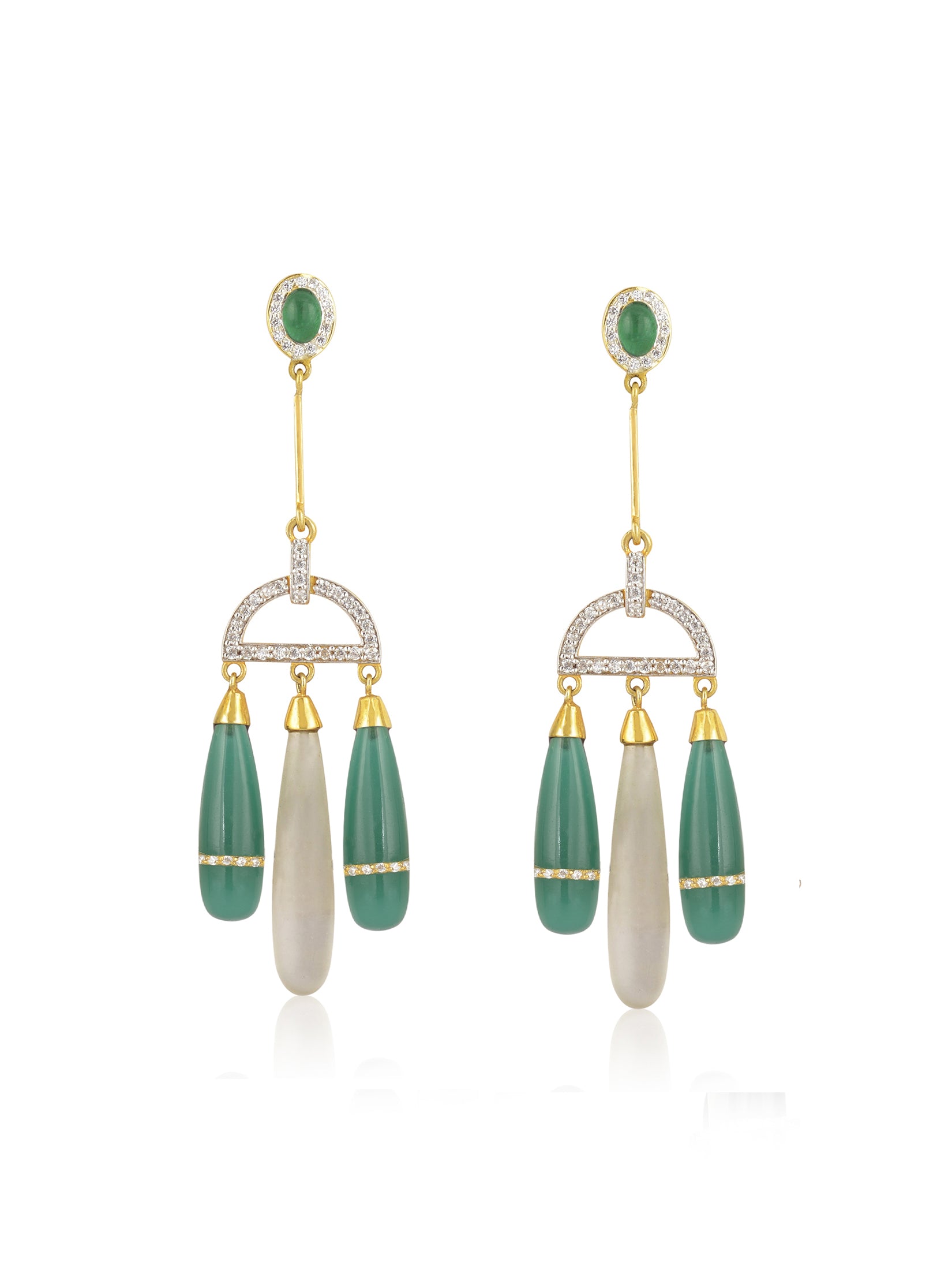 Long Green Bud Earrings