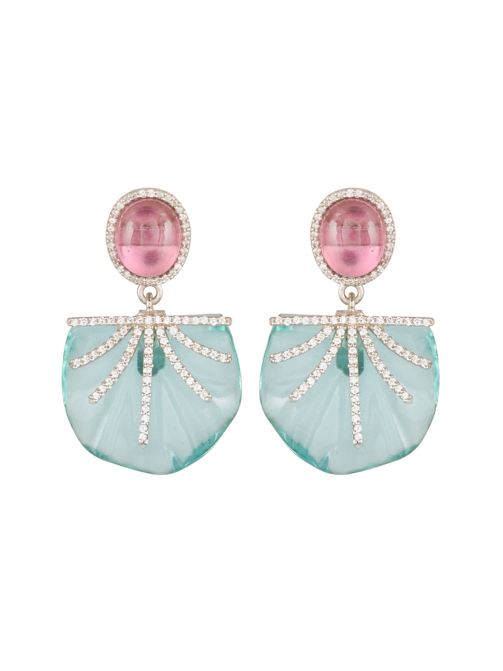 Mint Half Bloom Earrings