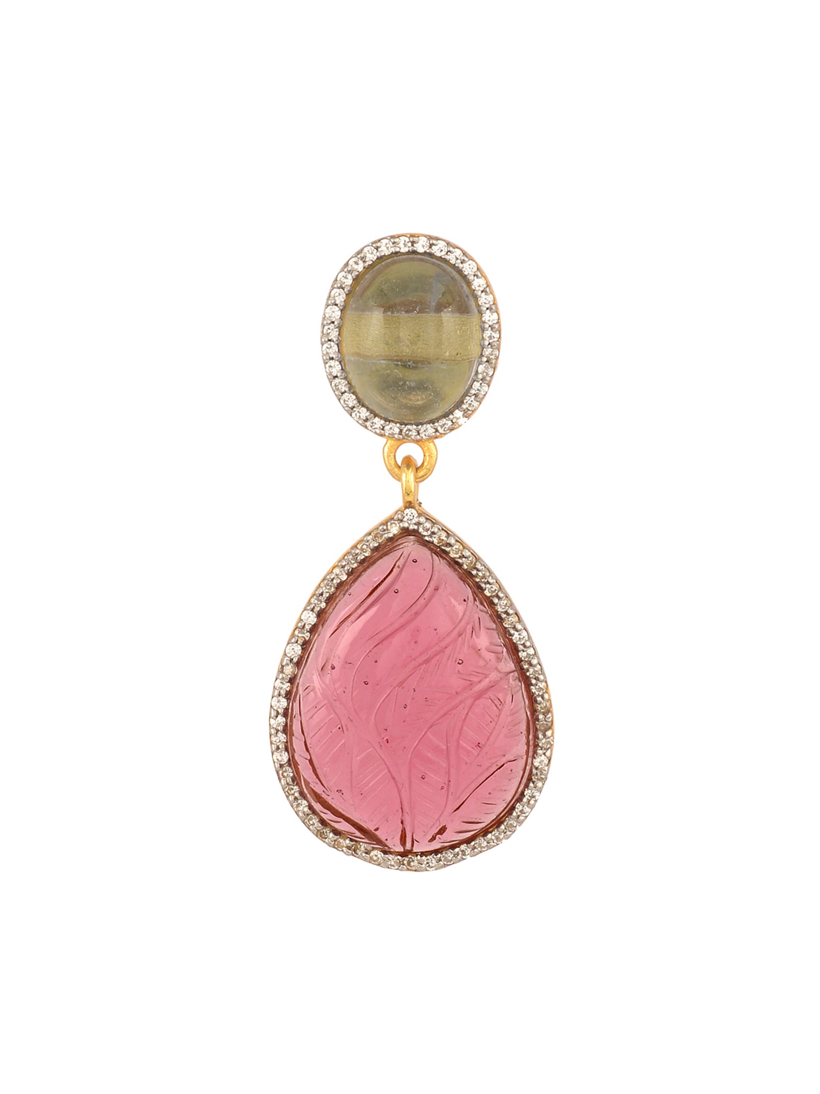 Pink Carved Drop Earrings