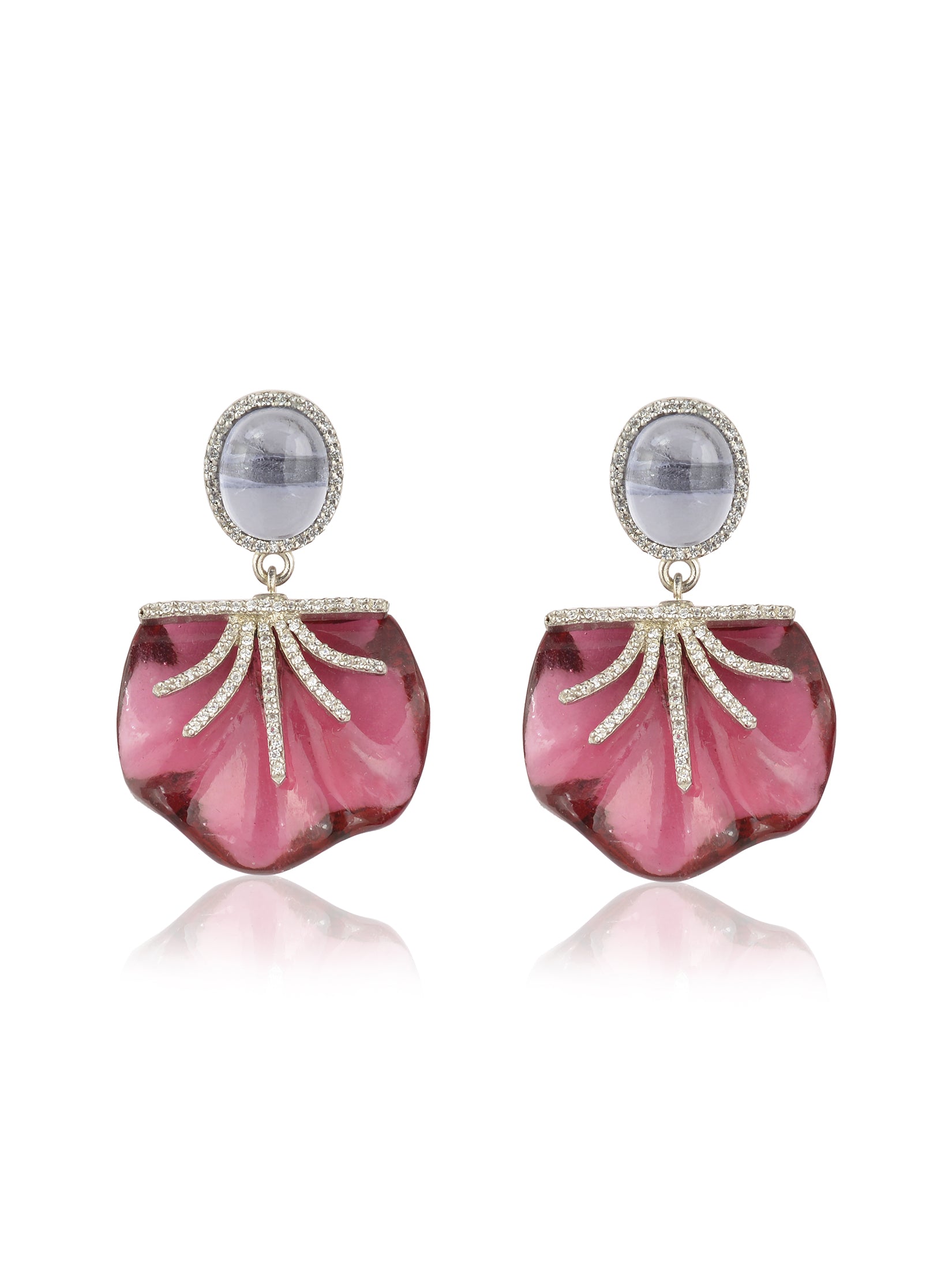 Pink Half Bloom Earrings