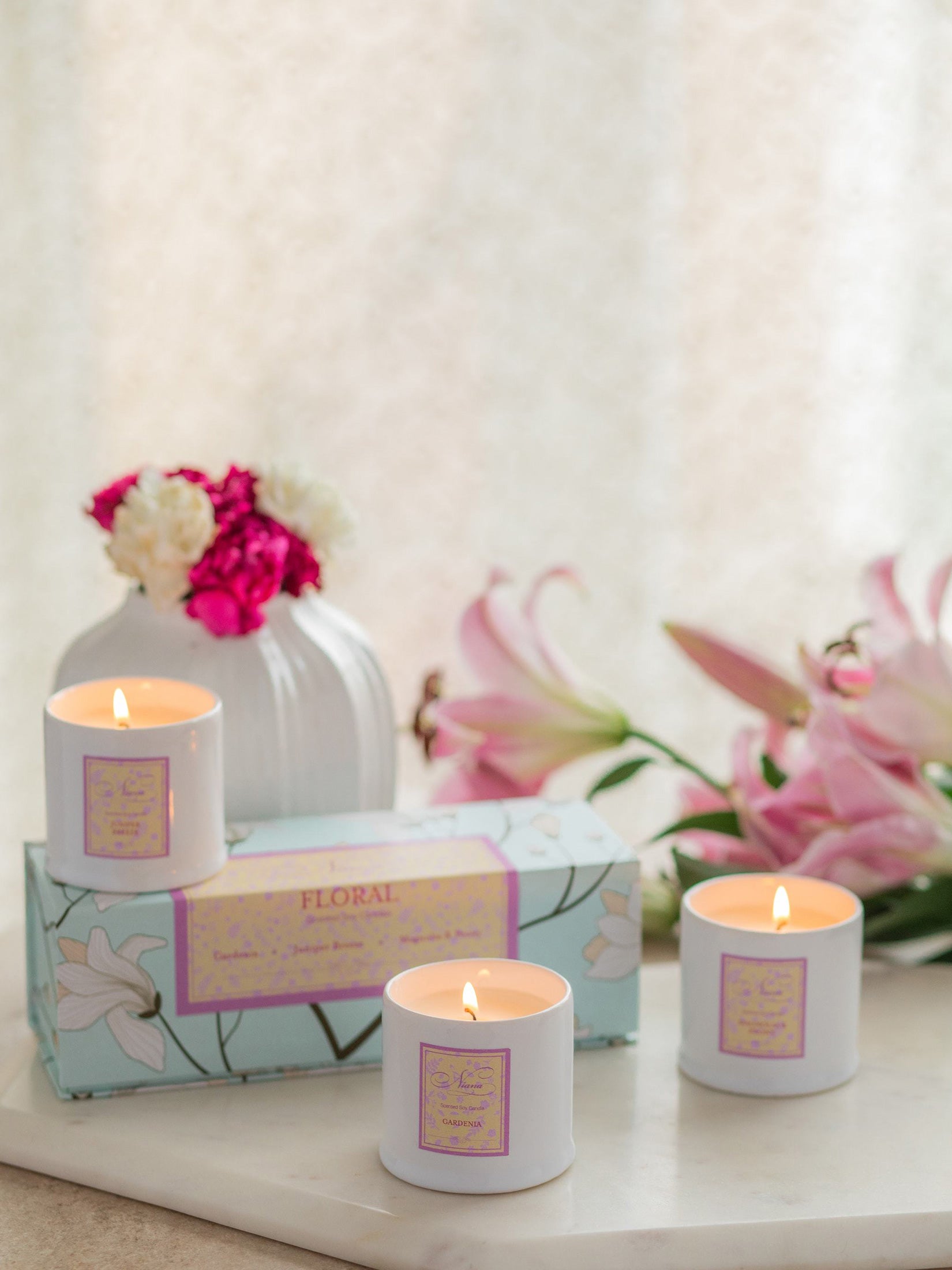 Floral Set of 3 Candle