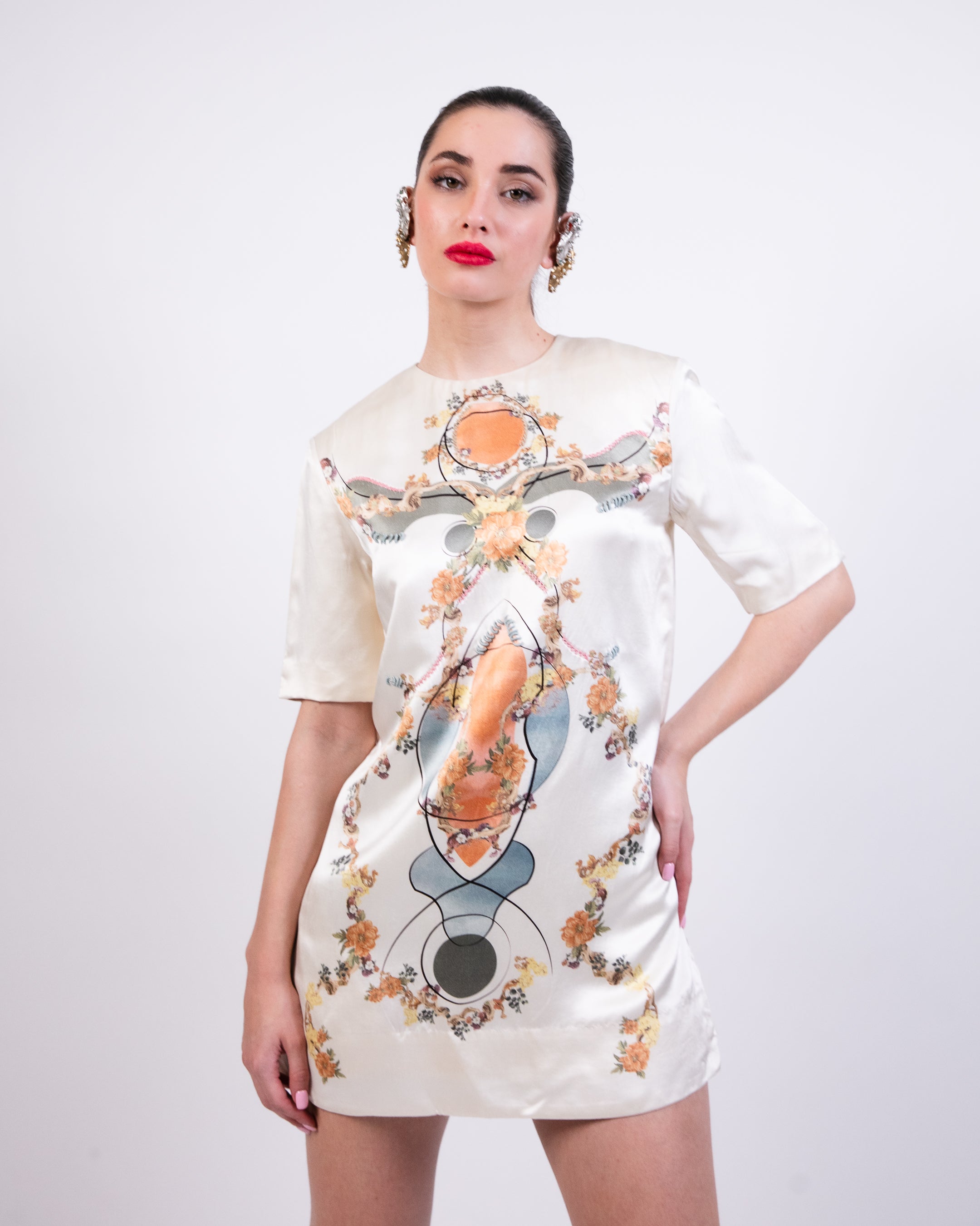Printed Slik Dress
