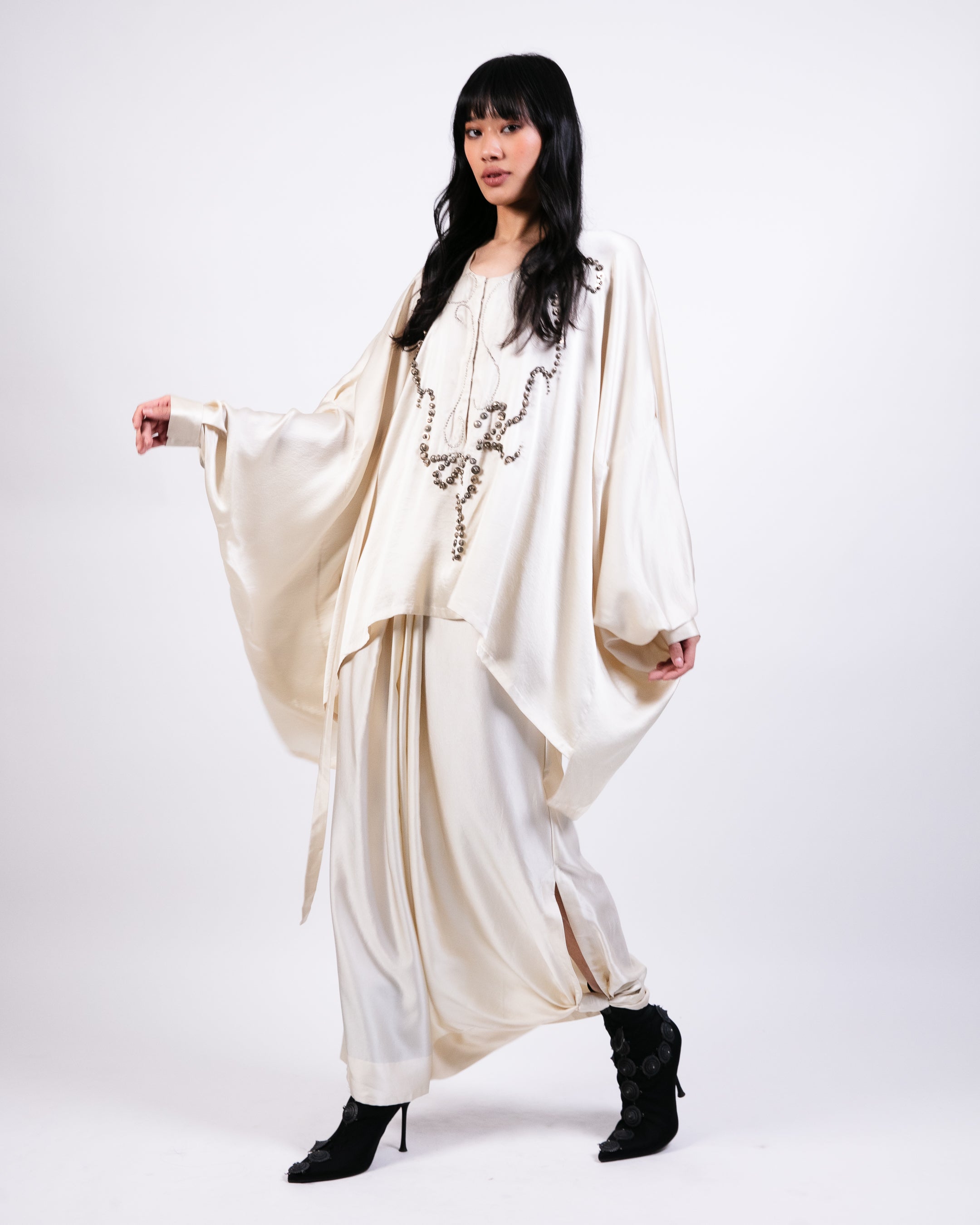 Short Boxy Kurta With Silk Lungi Skirt