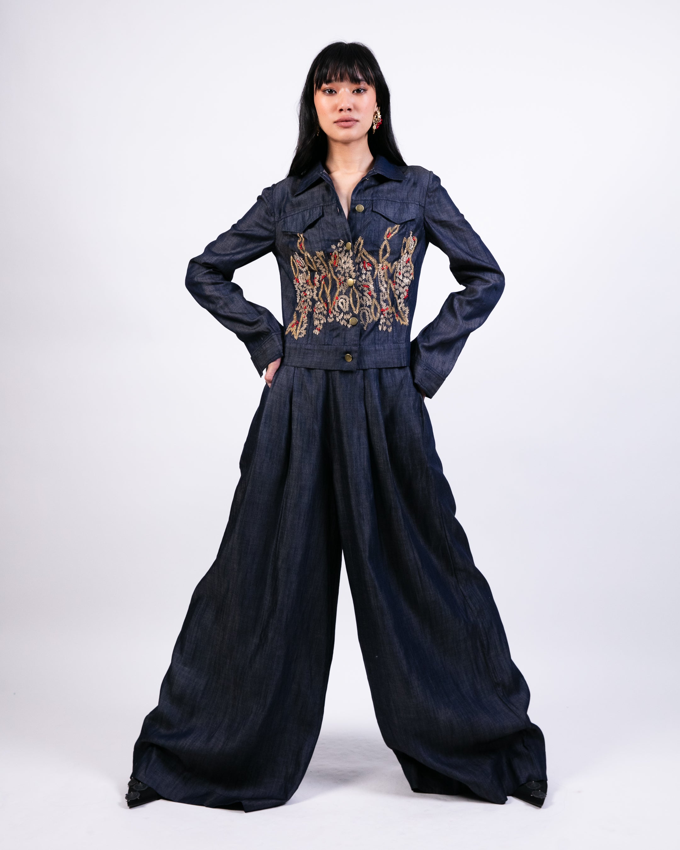 Emb.jacket With Flared Pants