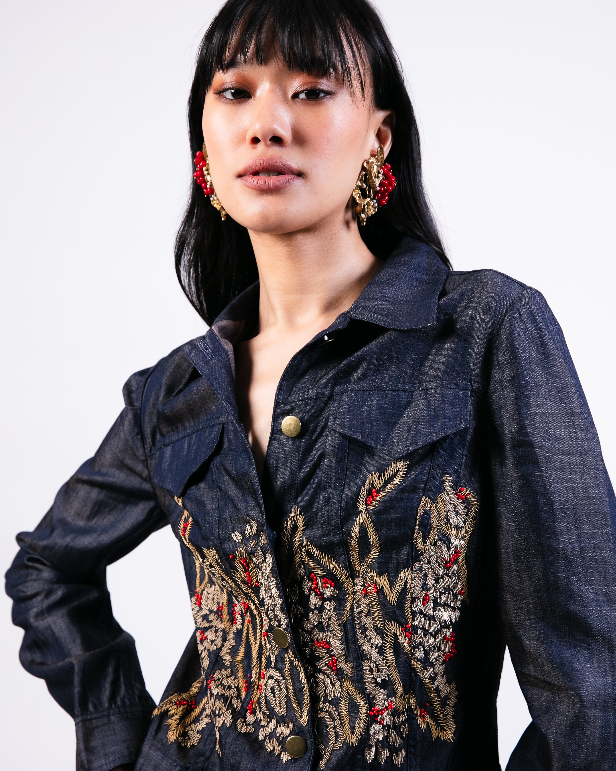 Emb.jacket With Flared Pants