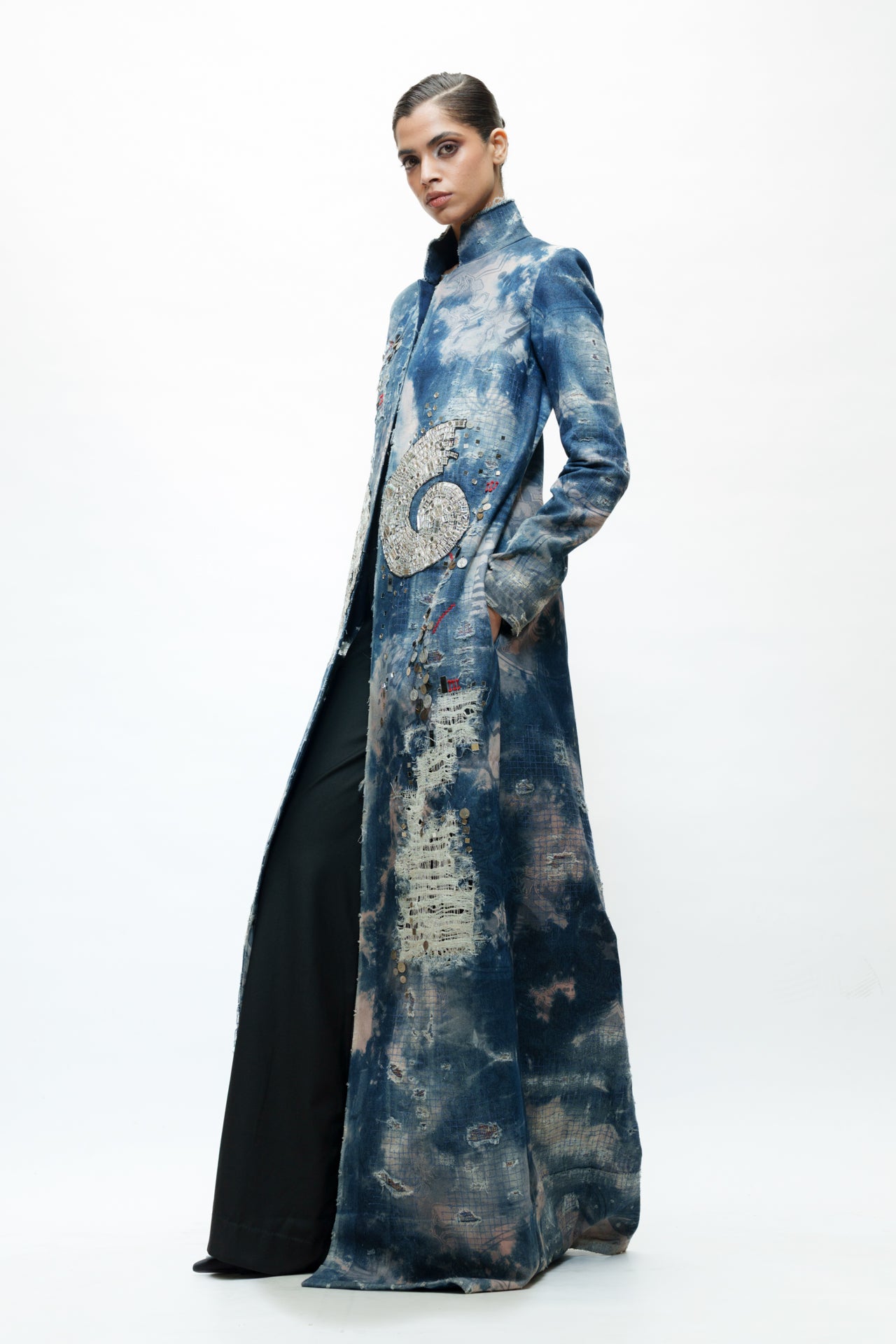 Embroidered Denim Coat