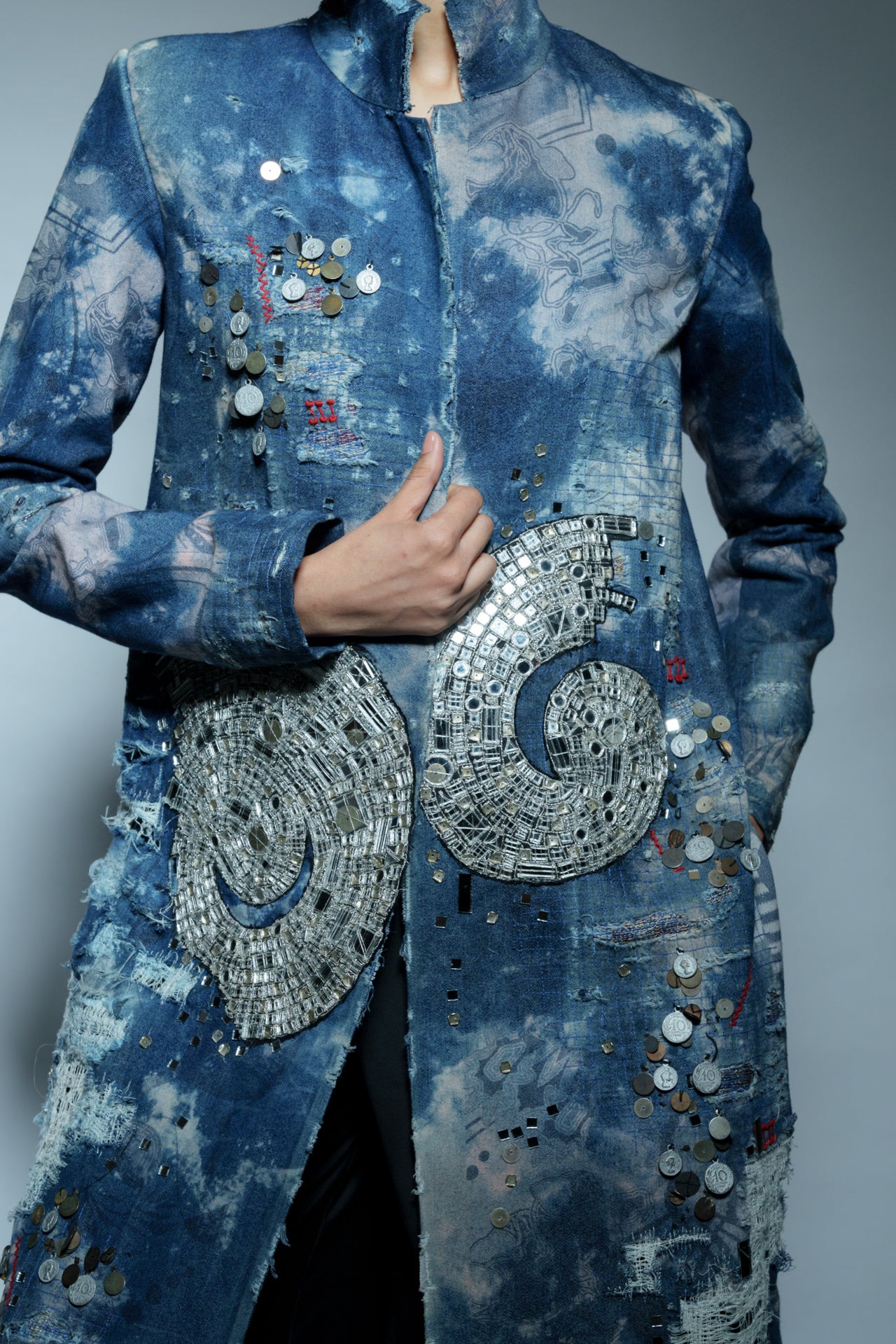 Embroidered Denim Coat