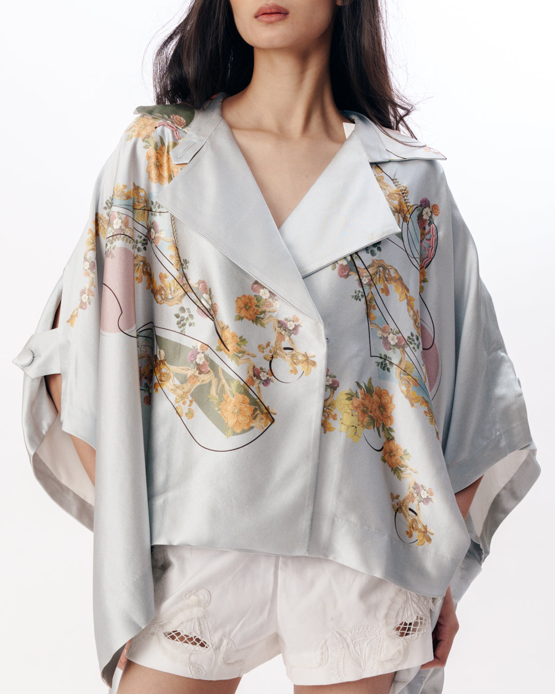 Printed Cape With Fluid Drape