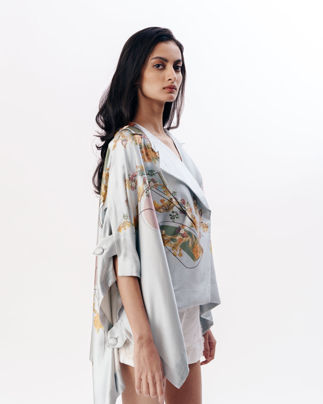 Printed Cape With Fluid Drape