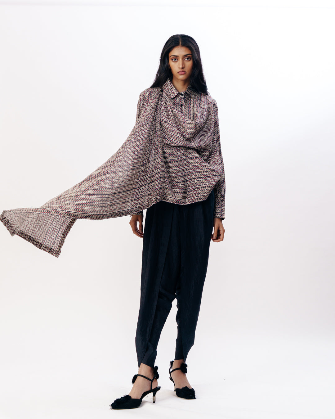 Draped Top With Dhoti Pants