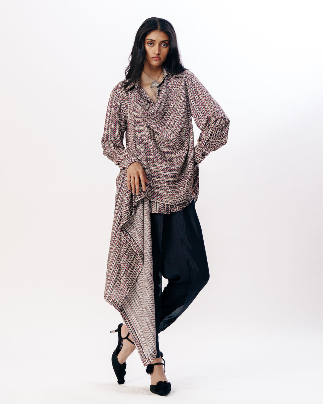 Draped Top With Dhoti Pants