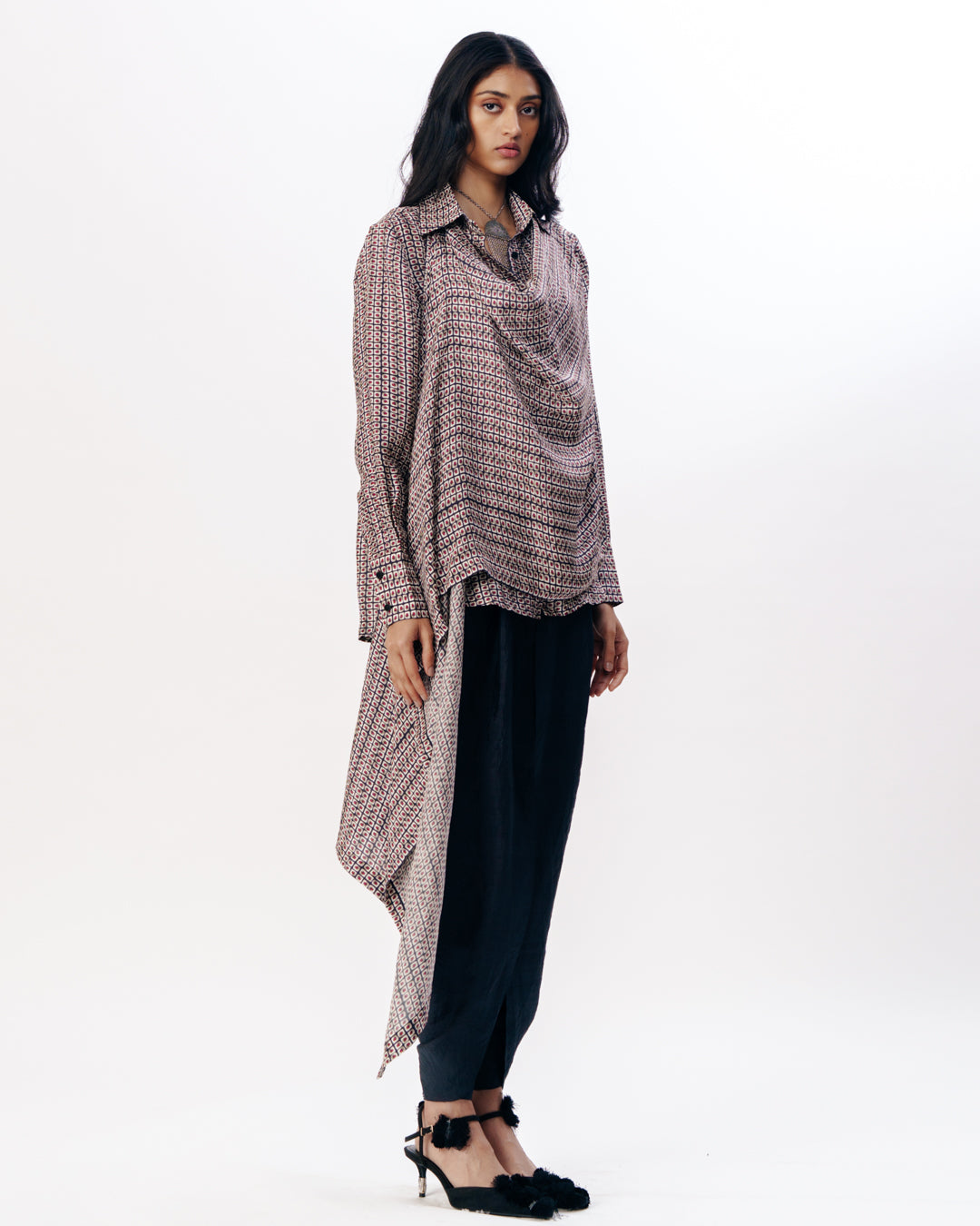 Draped Top With Dhoti Pants
