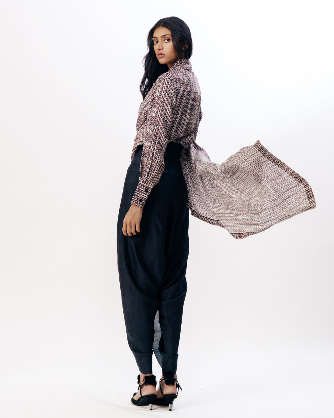Draped Top With Dhoti Pants
