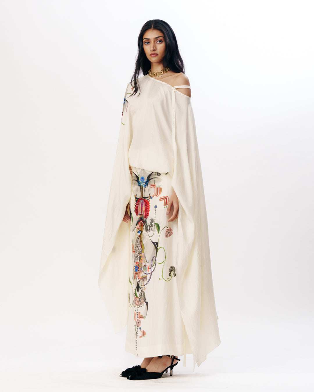 Drape Top With Straight Skirt