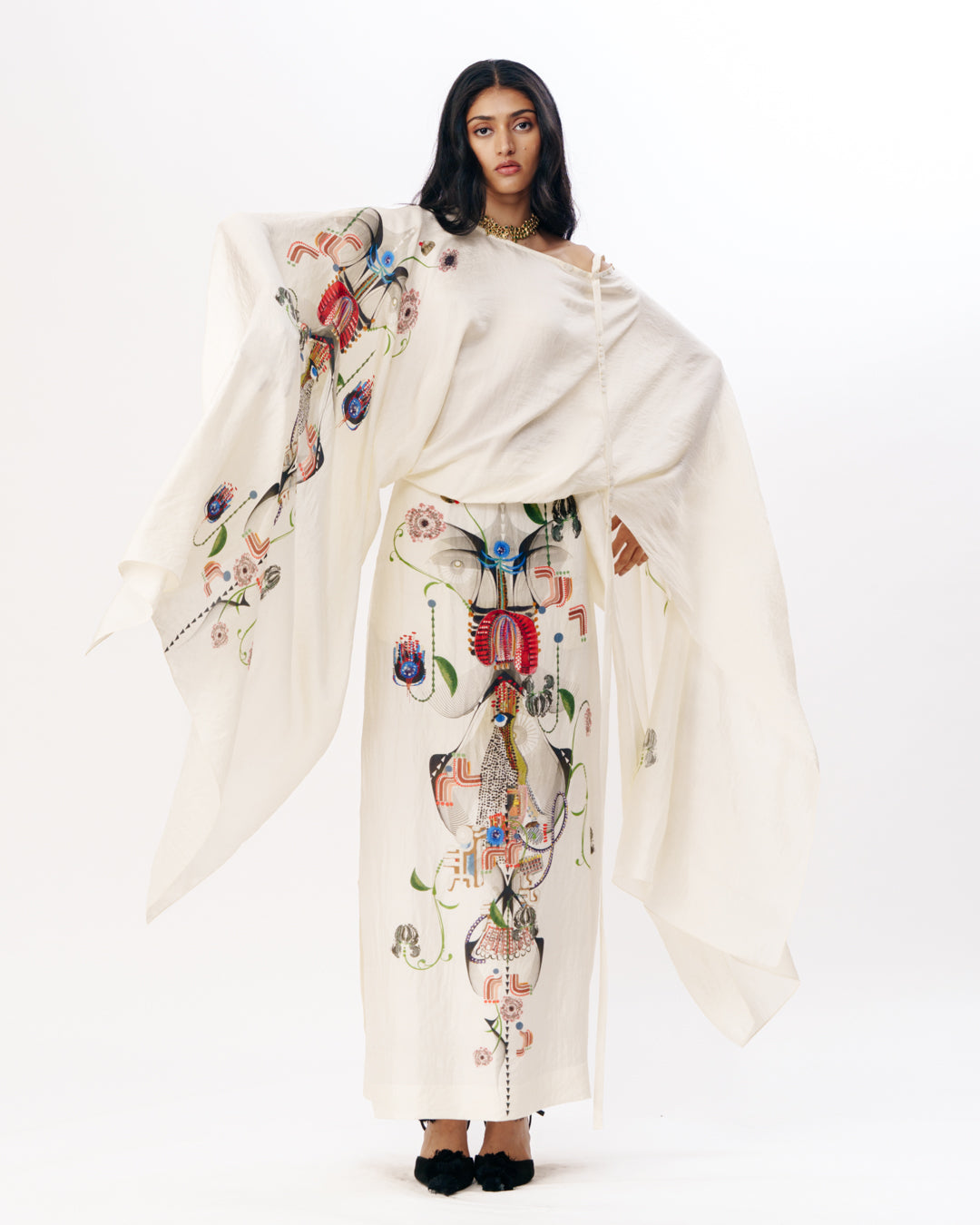 Drape Top With Straight Skirt