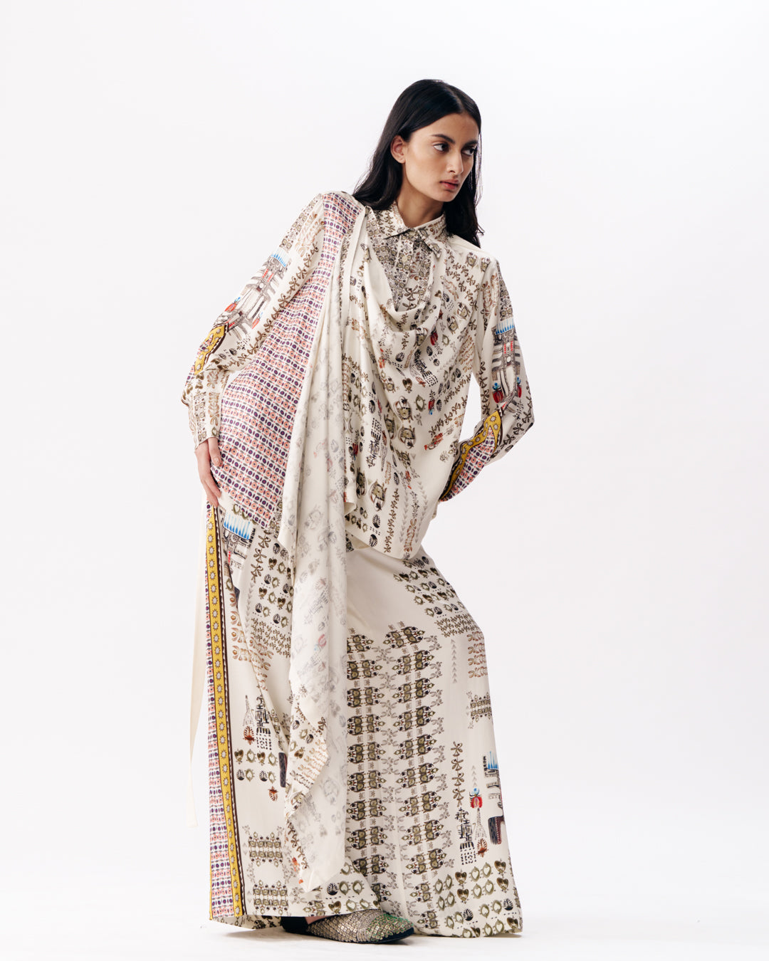 Draped Top With Wide Pants