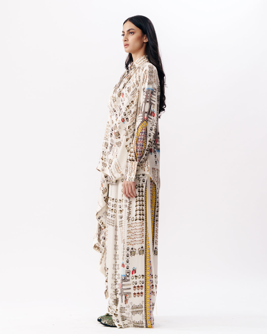 Draped Top With Wide Pants