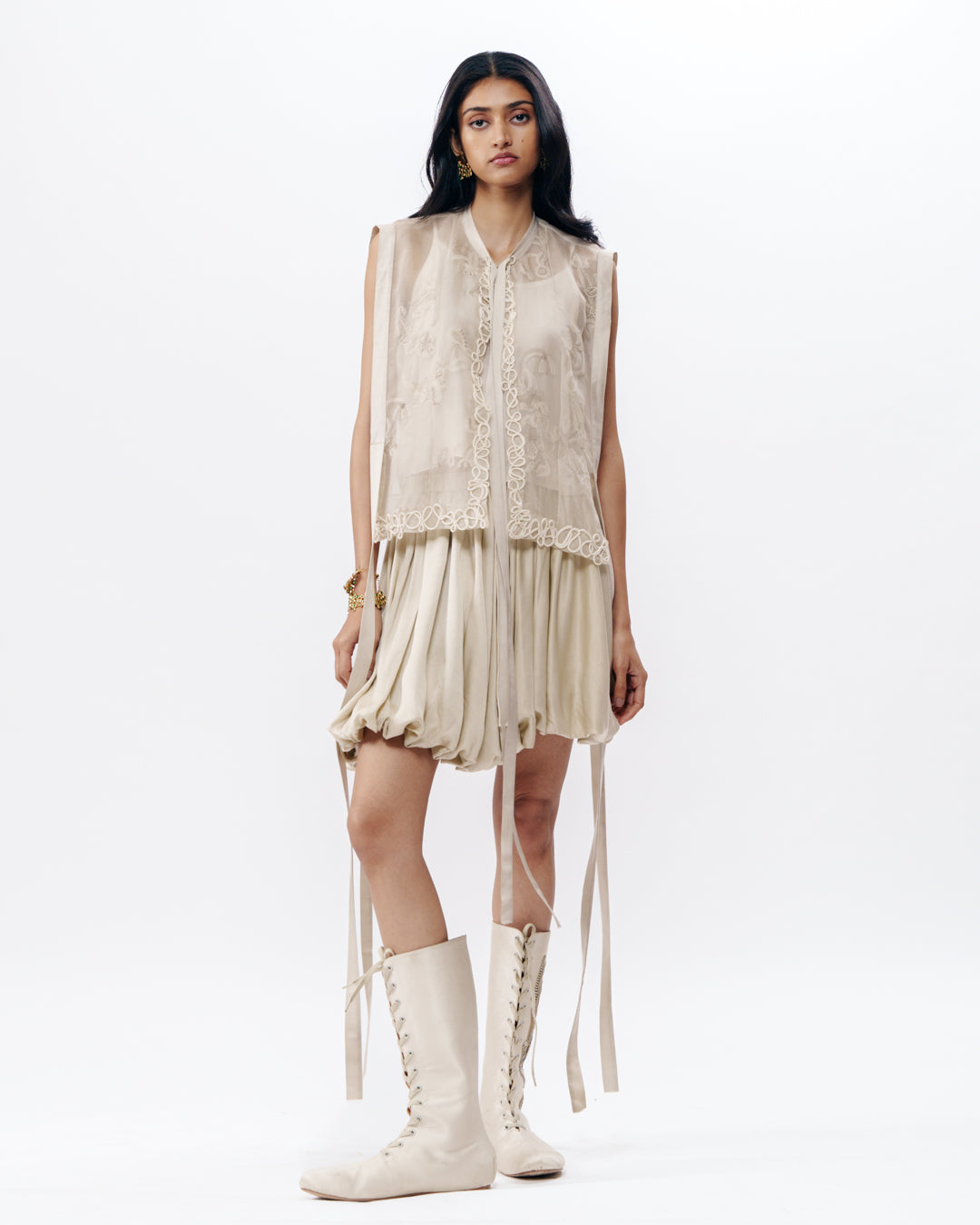 Layered Chikankari Skirt Set