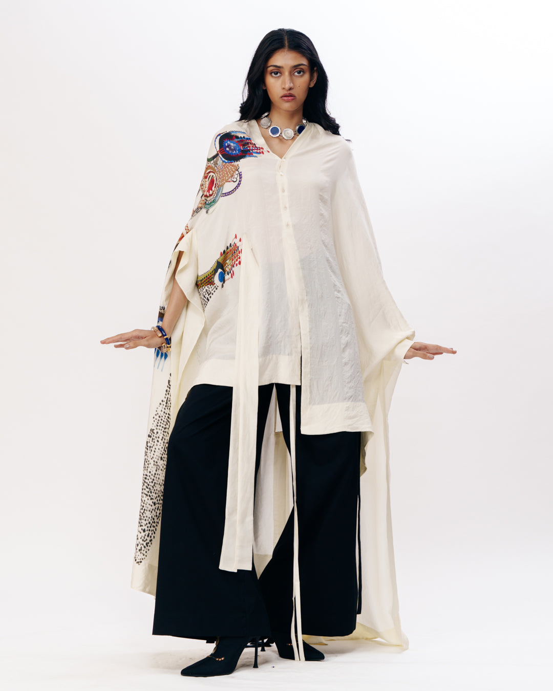 Fluid Cape With Asymmetry