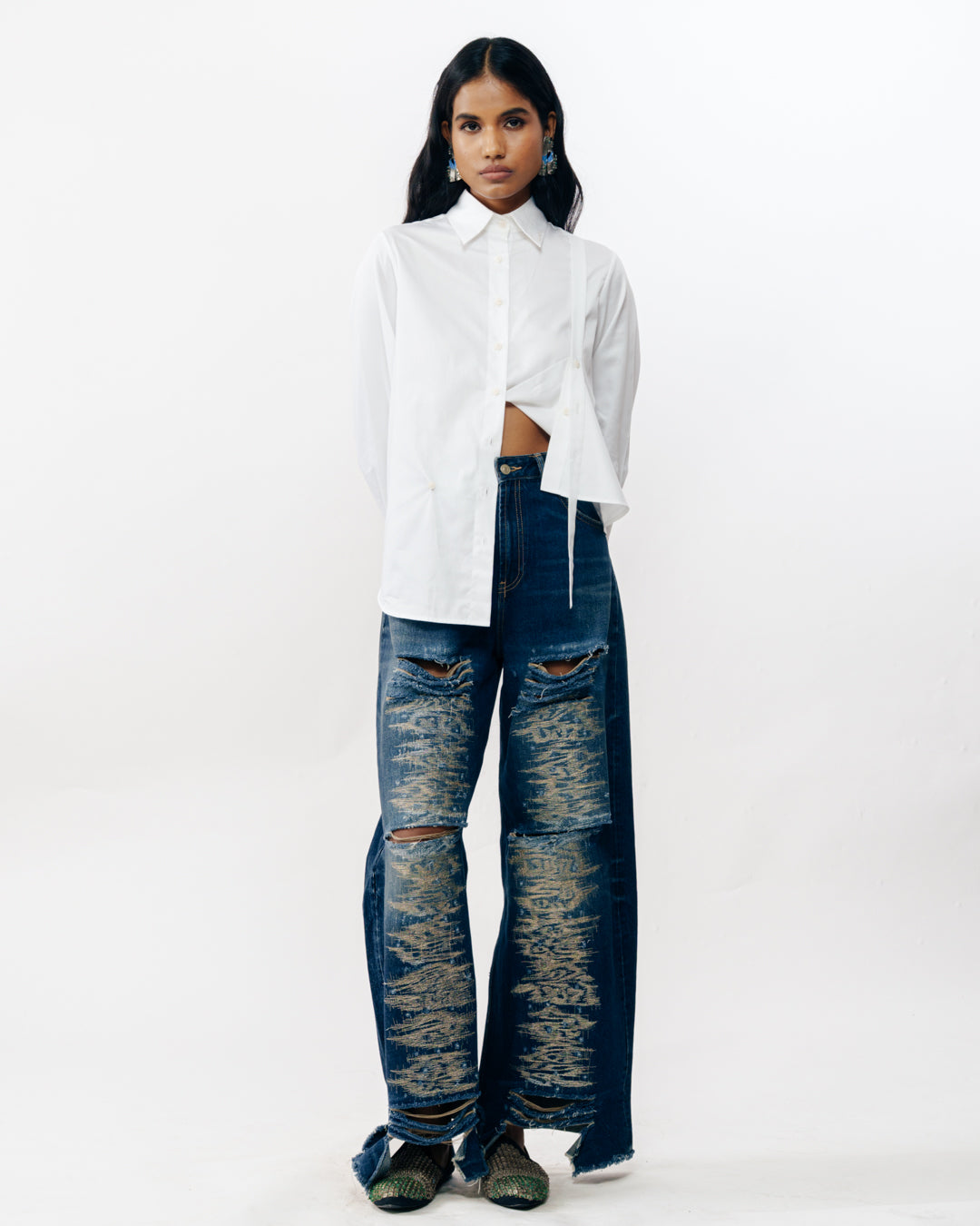 White Shirt With Bead Detail