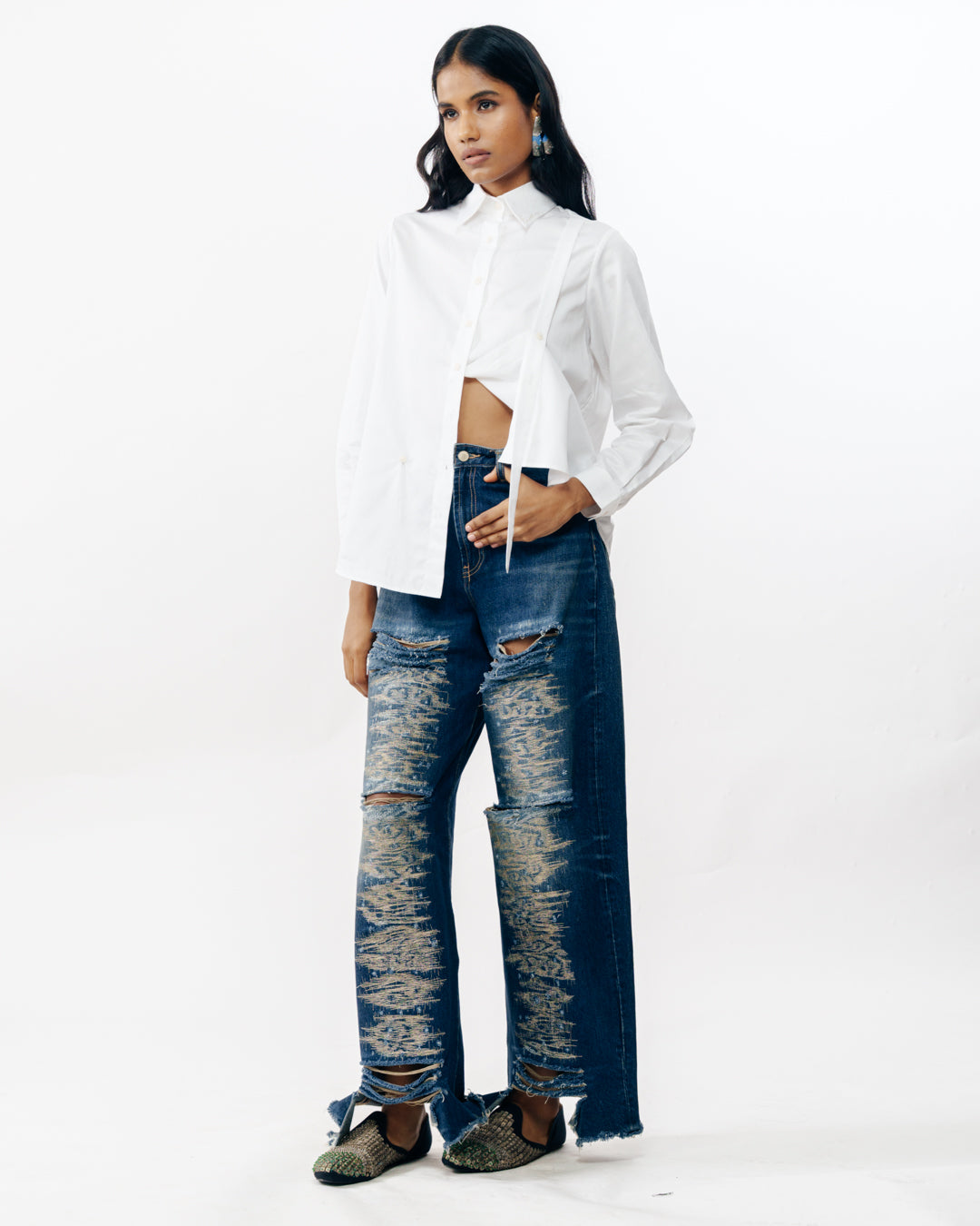 White Shirt With Bead Detail