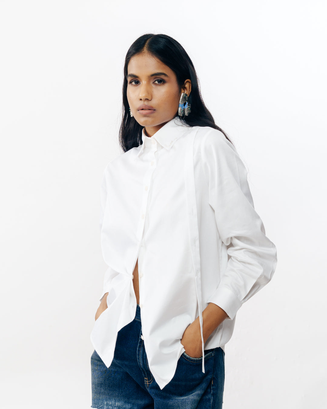 White Shirt With Bead Detail