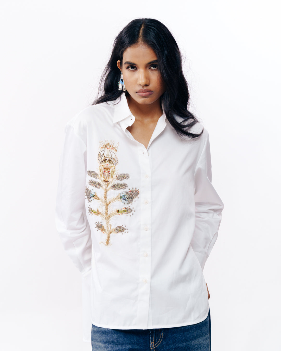 Shirt With Printed Embroidery