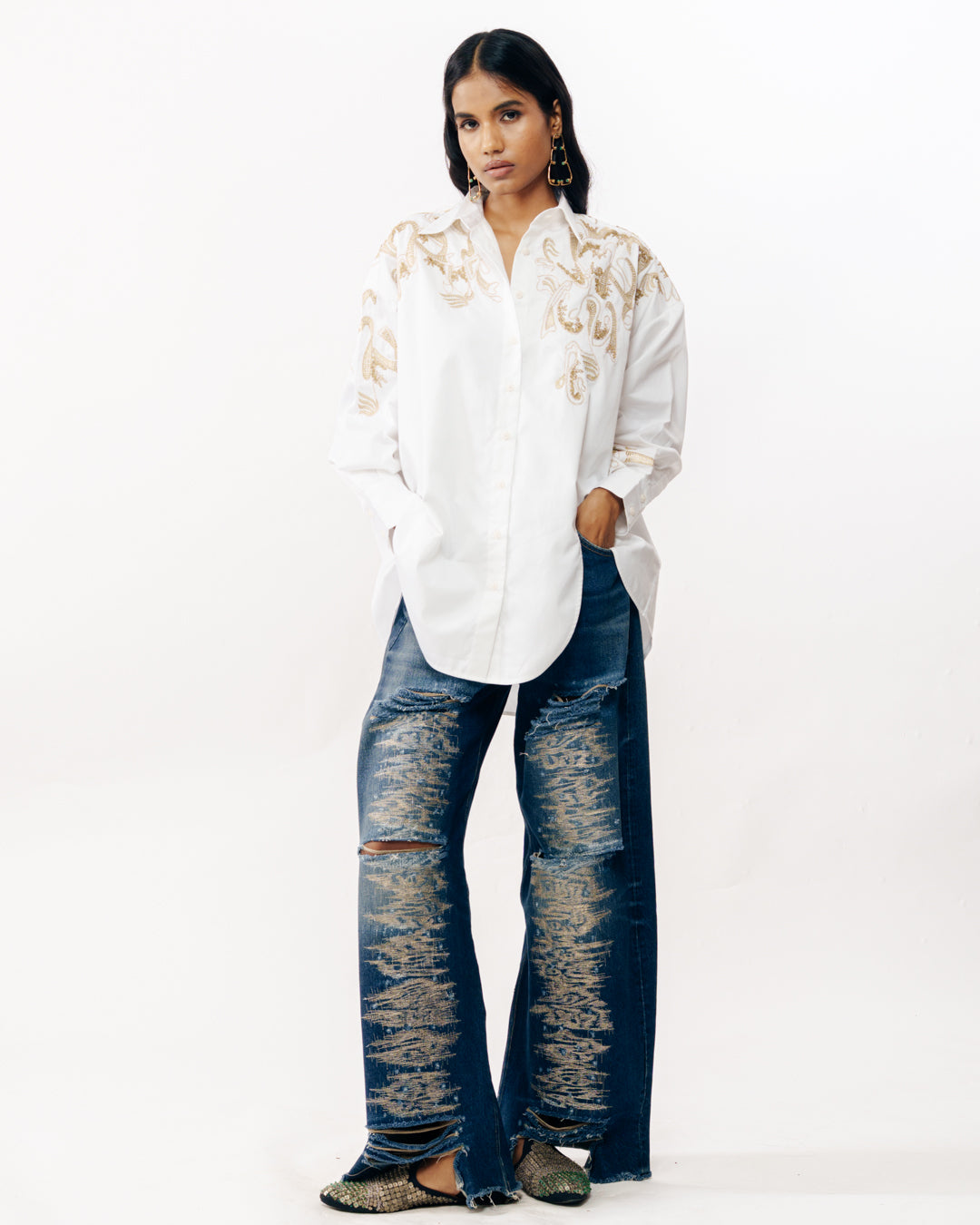 Shirt With Zari Embroidery