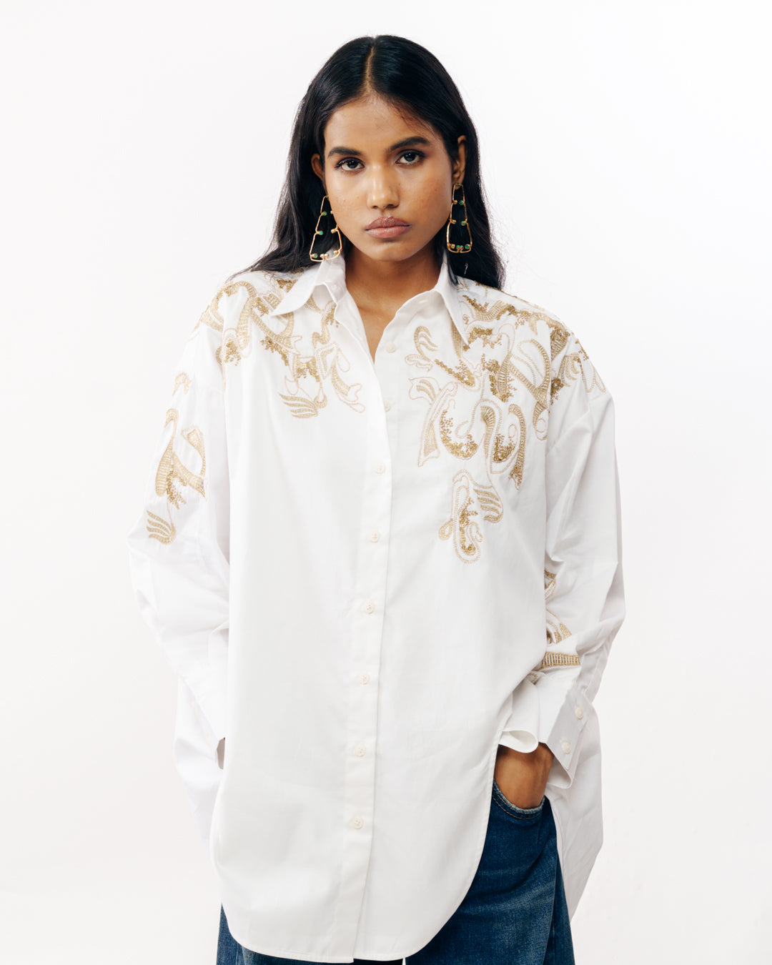 Shirt With Zari Embroidery
