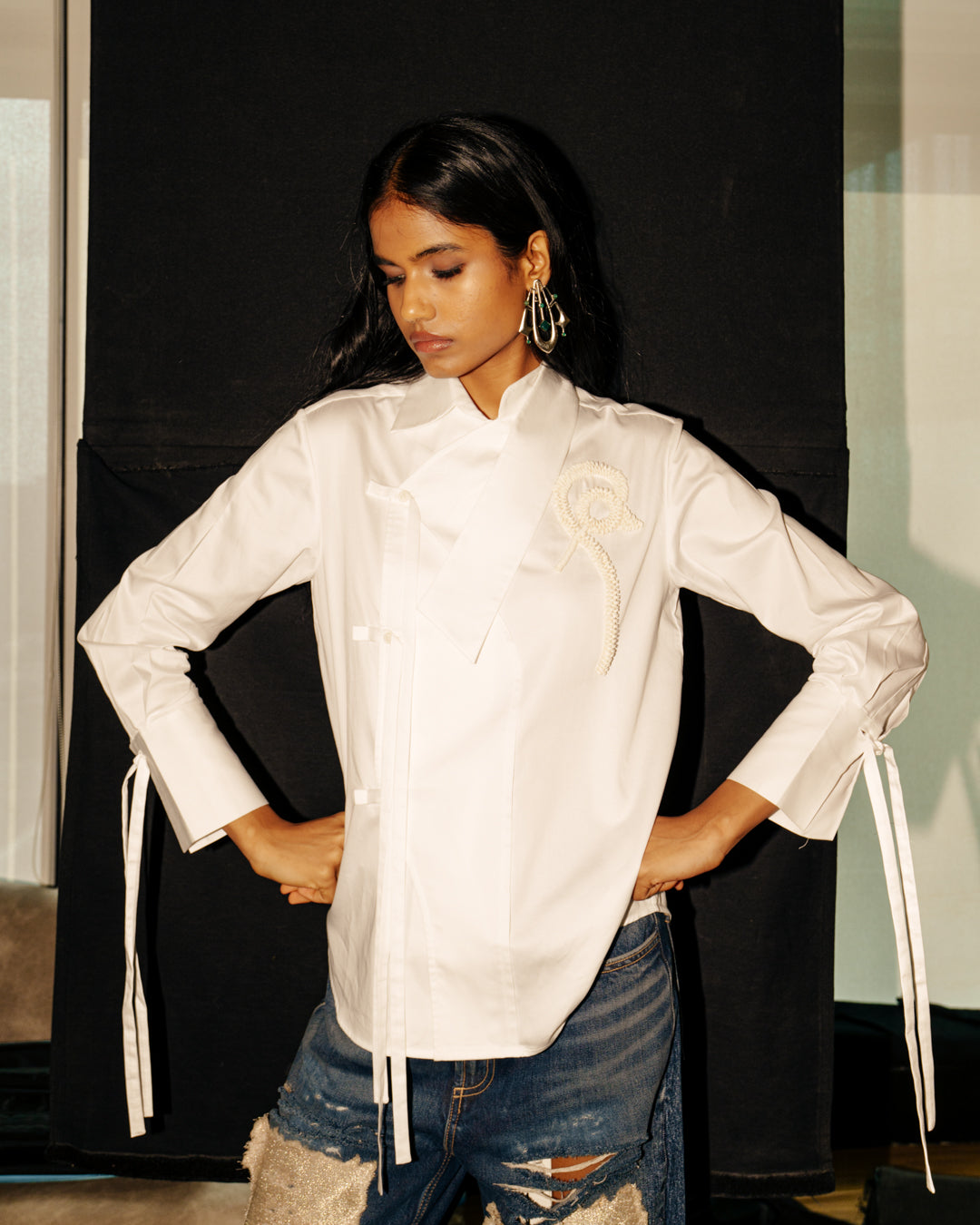 White Shirt With Tiki Accents