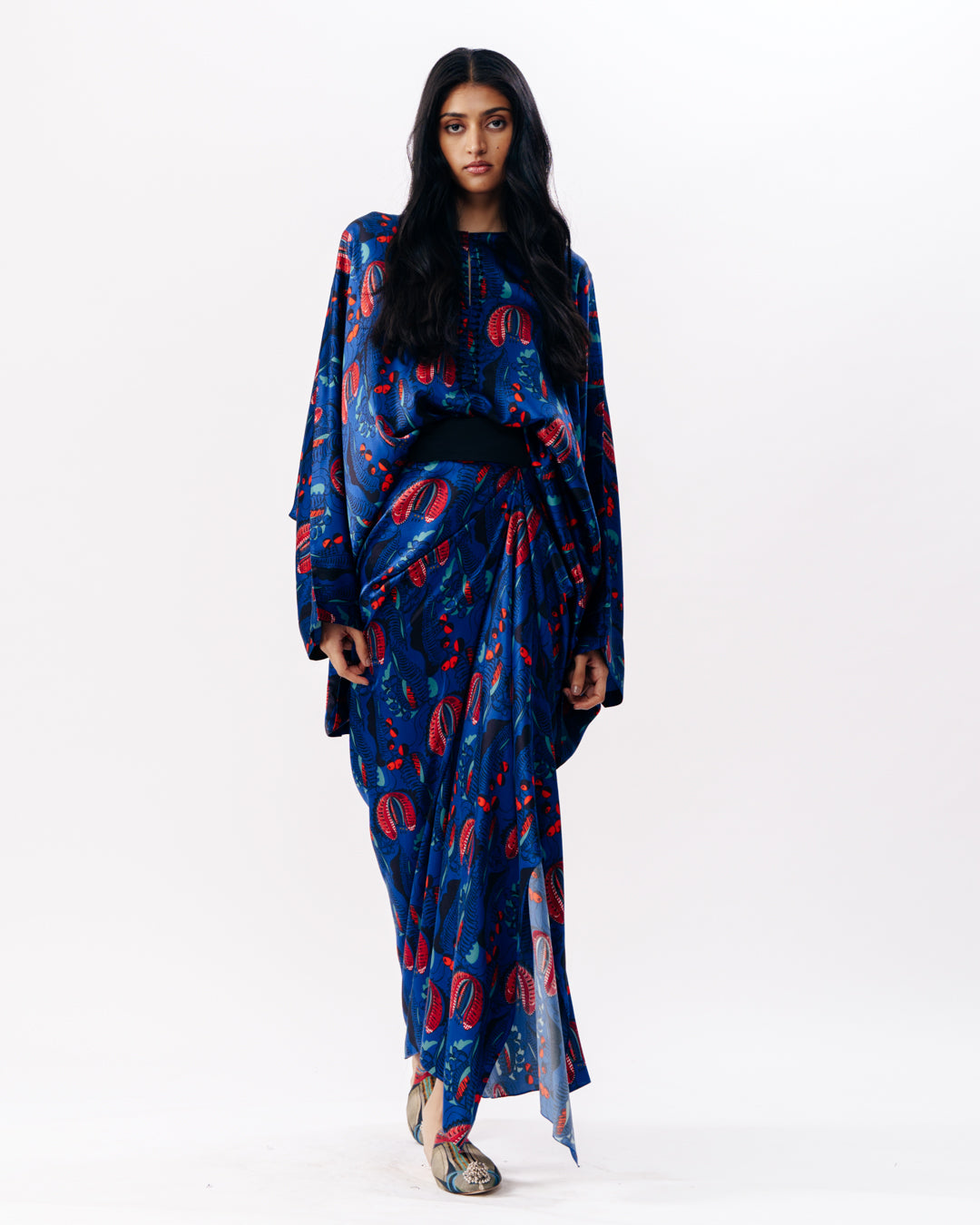Printed Draped Pick-up Skirt