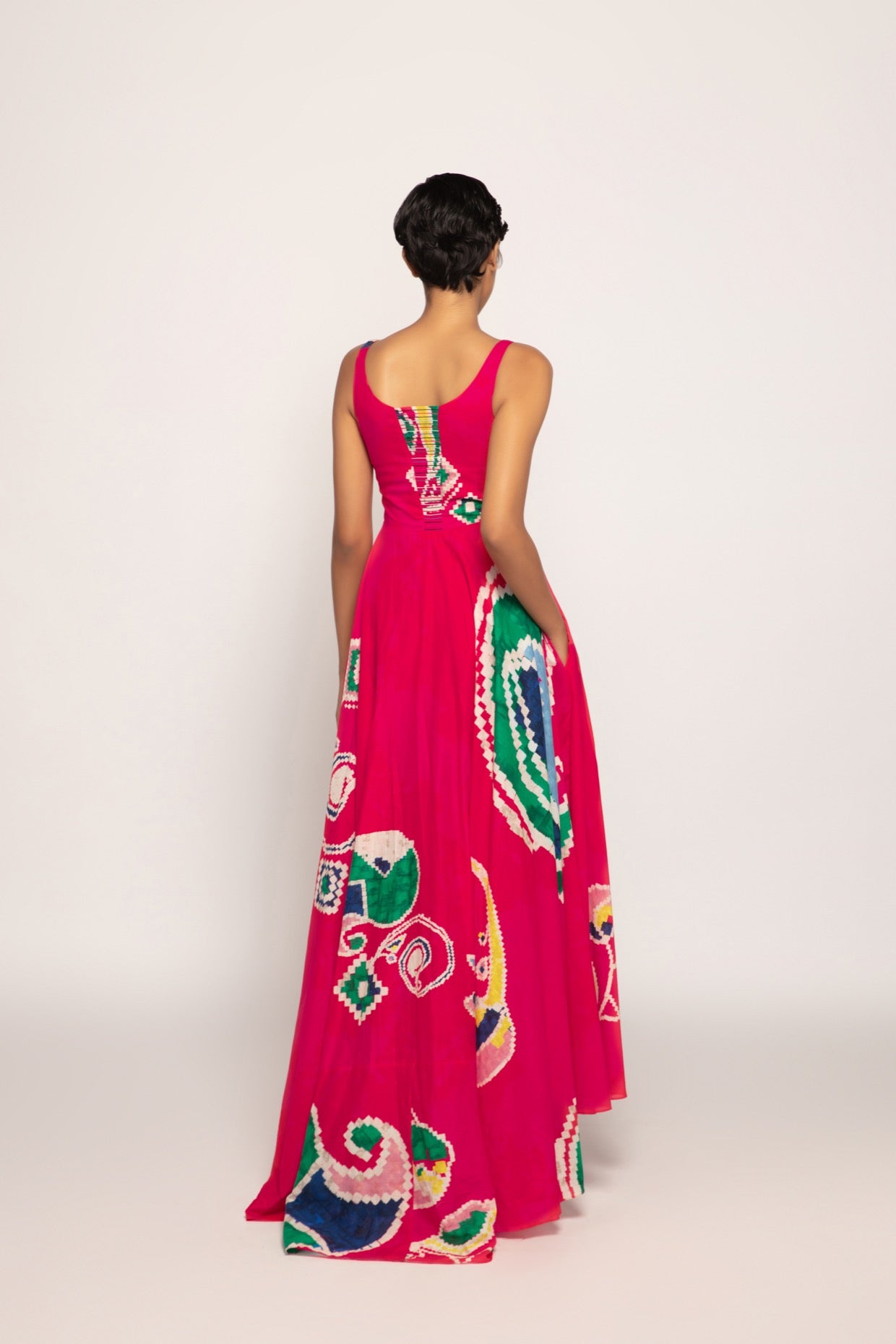 Paisley Print Asymmetric Dress