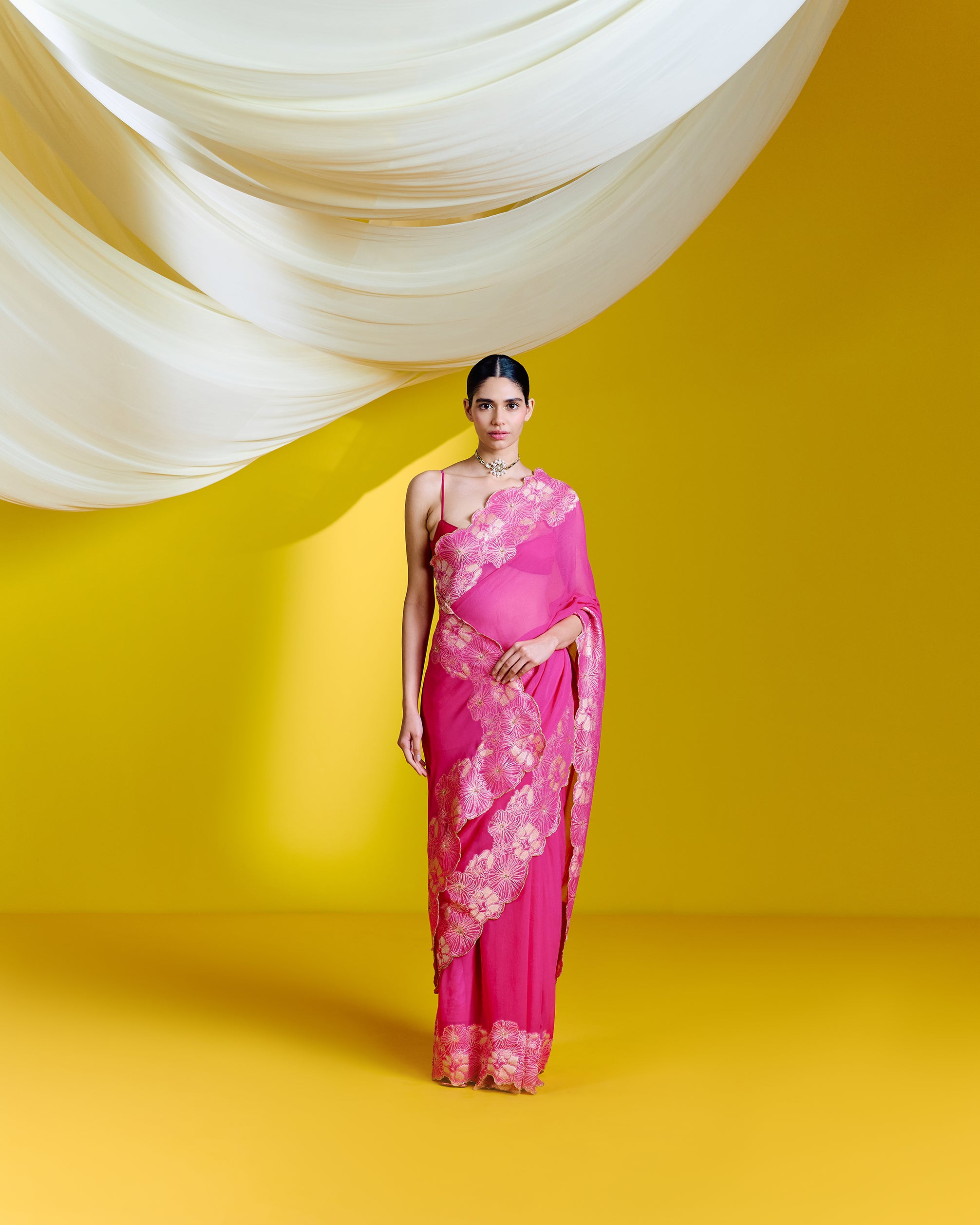 Yellow Handloom Jamdani Cotton Banarasi Saree With Real Zari And Konia –  WeaverStory