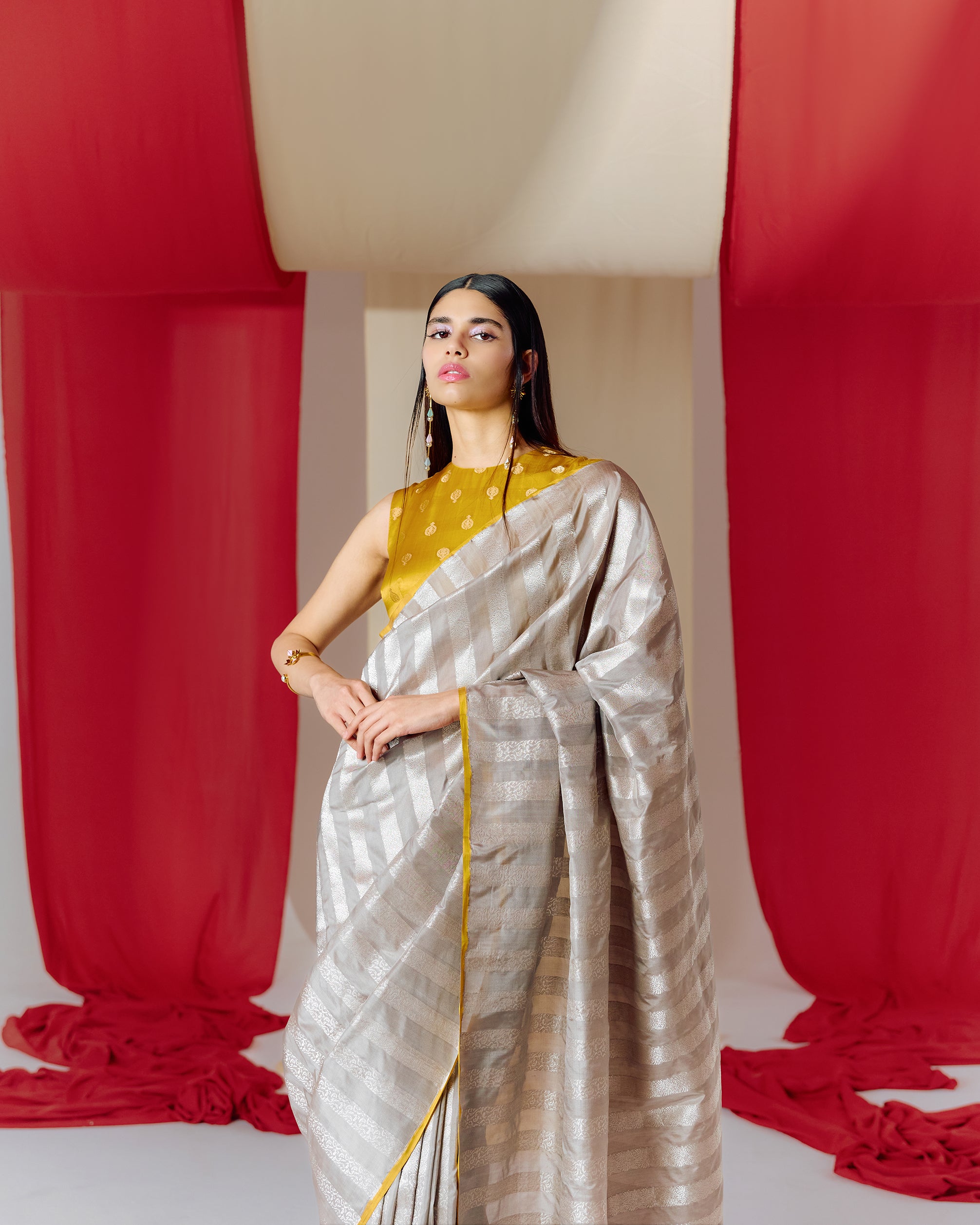 Buy Black Pure Silk Handwoven Banarasi Motifs Striped Saree For Women by  Pinki Sinha Online at Aza Fashions.