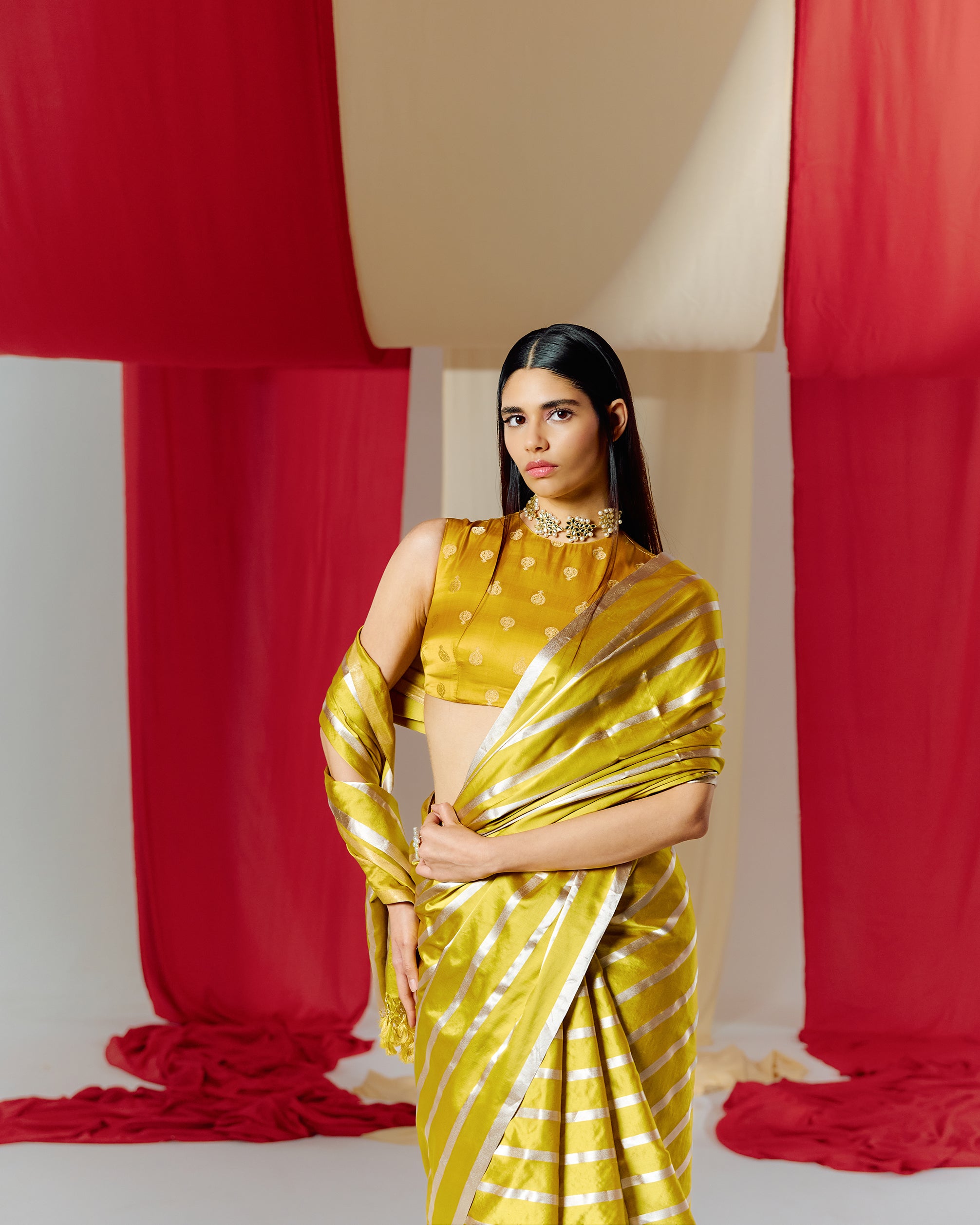 Rekha Stripes Silk Saree | Stripe silk, Silk sarees, Saree