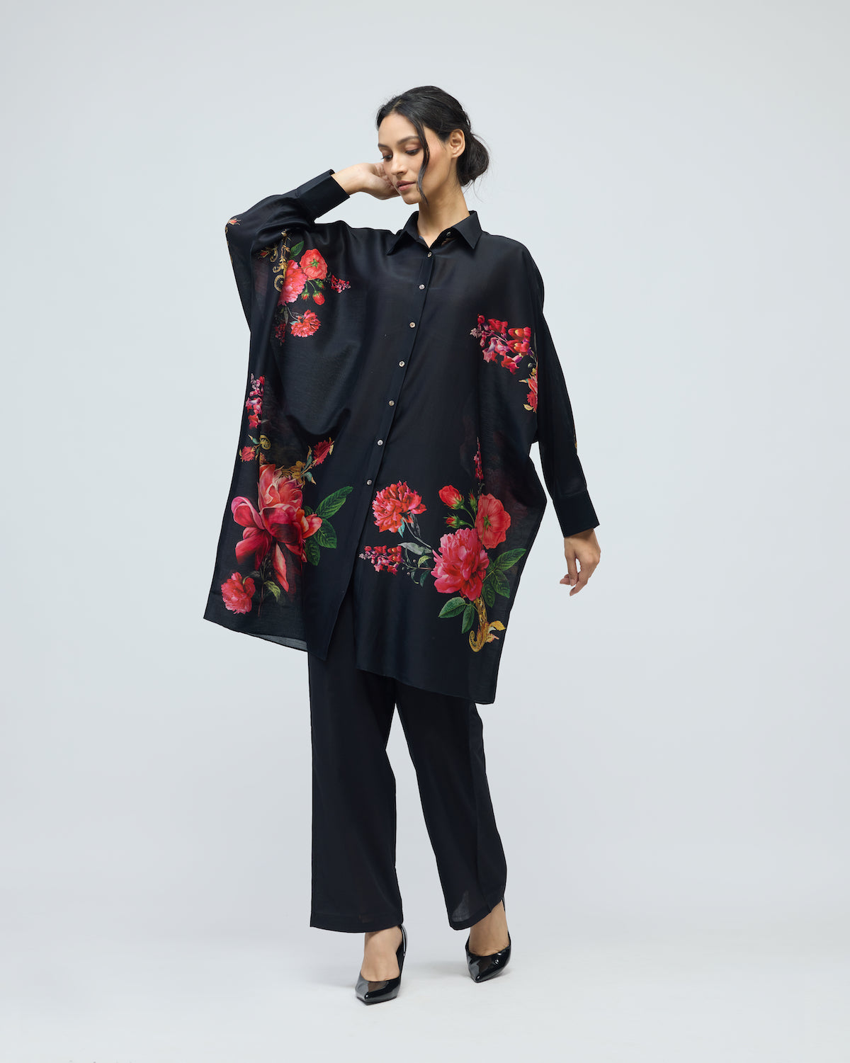 Floral Printed Chanderi Tunic