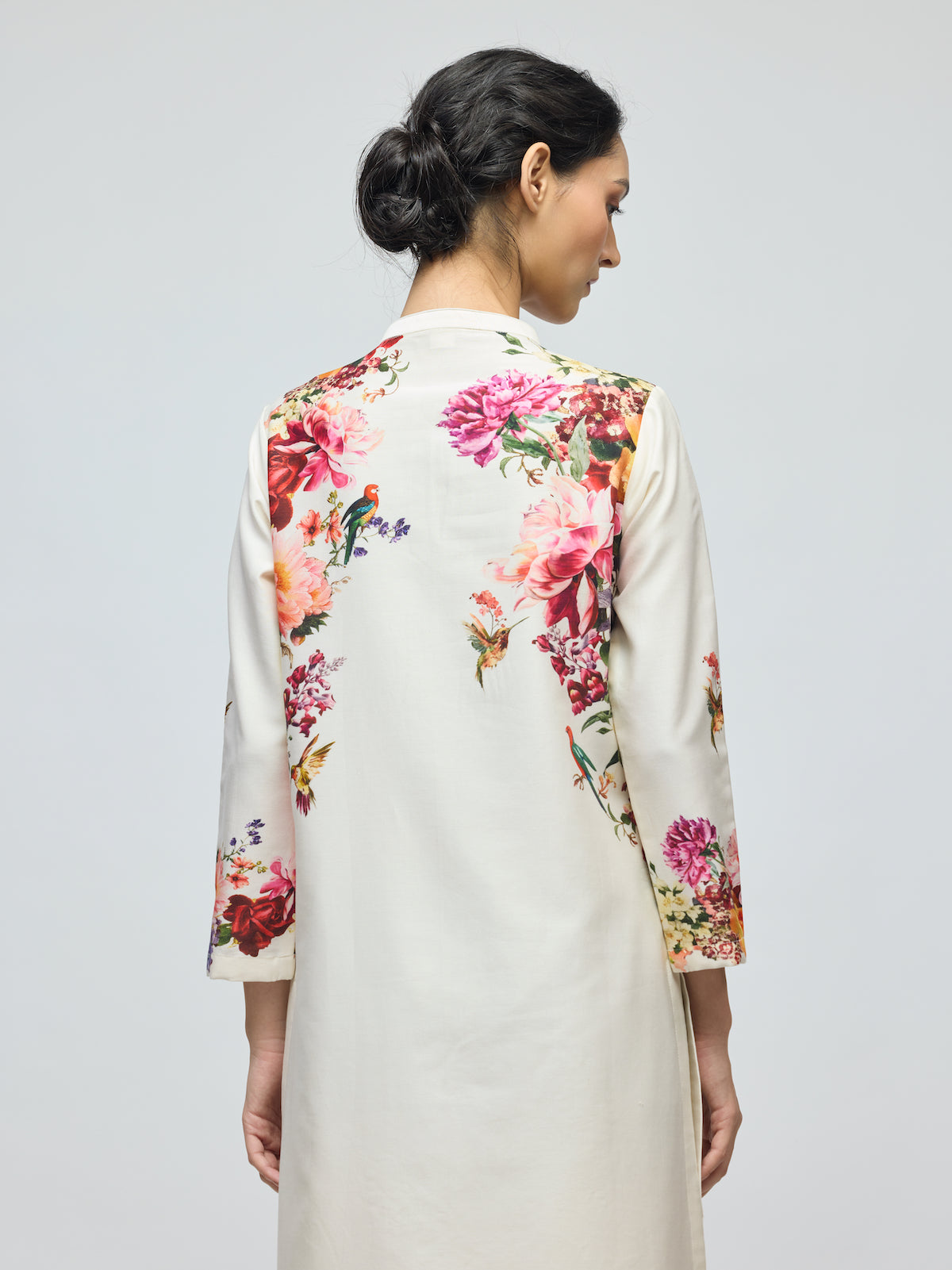 Floral Printed Chanderi Tunic Set With Voile Pant